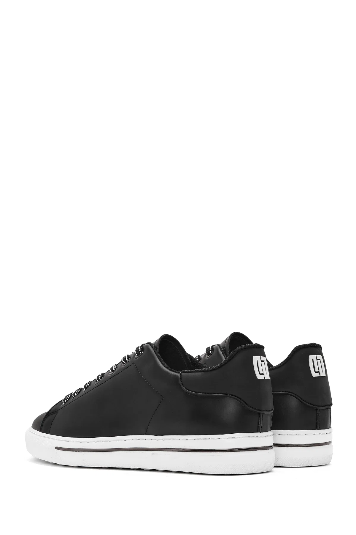 Erkek Siyah Bağcıklı Deri Sneaker - Image 6