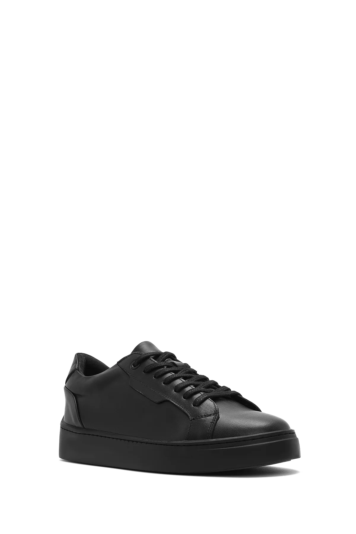 Erkek Siyah Bağcıklı Deri Sneaker - Image 6