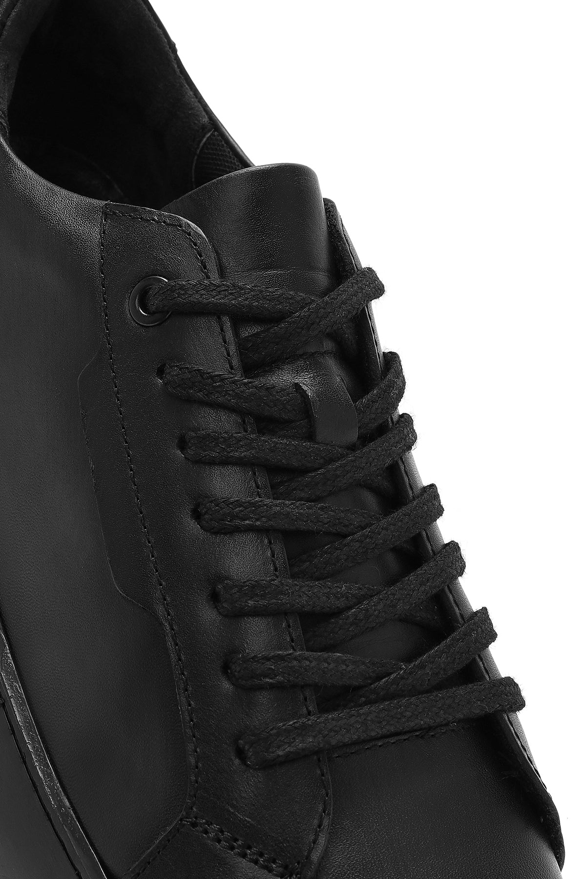 Erkek Siyah Bağcıklı Deri Sneaker - Image 9