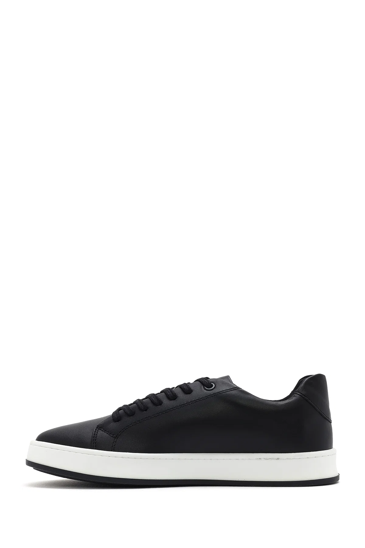 Erkek Siyah Bağcıklı Deri Sneaker - Image 2