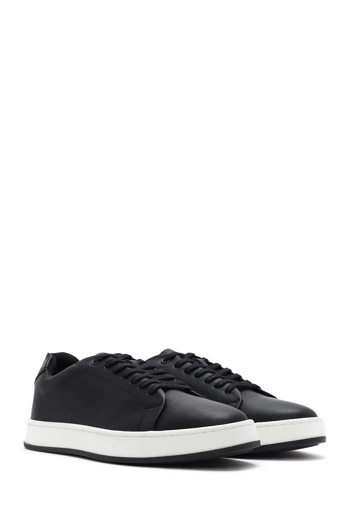 Erkek Siyah Bağcıklı Deri Sneaker - Image 3