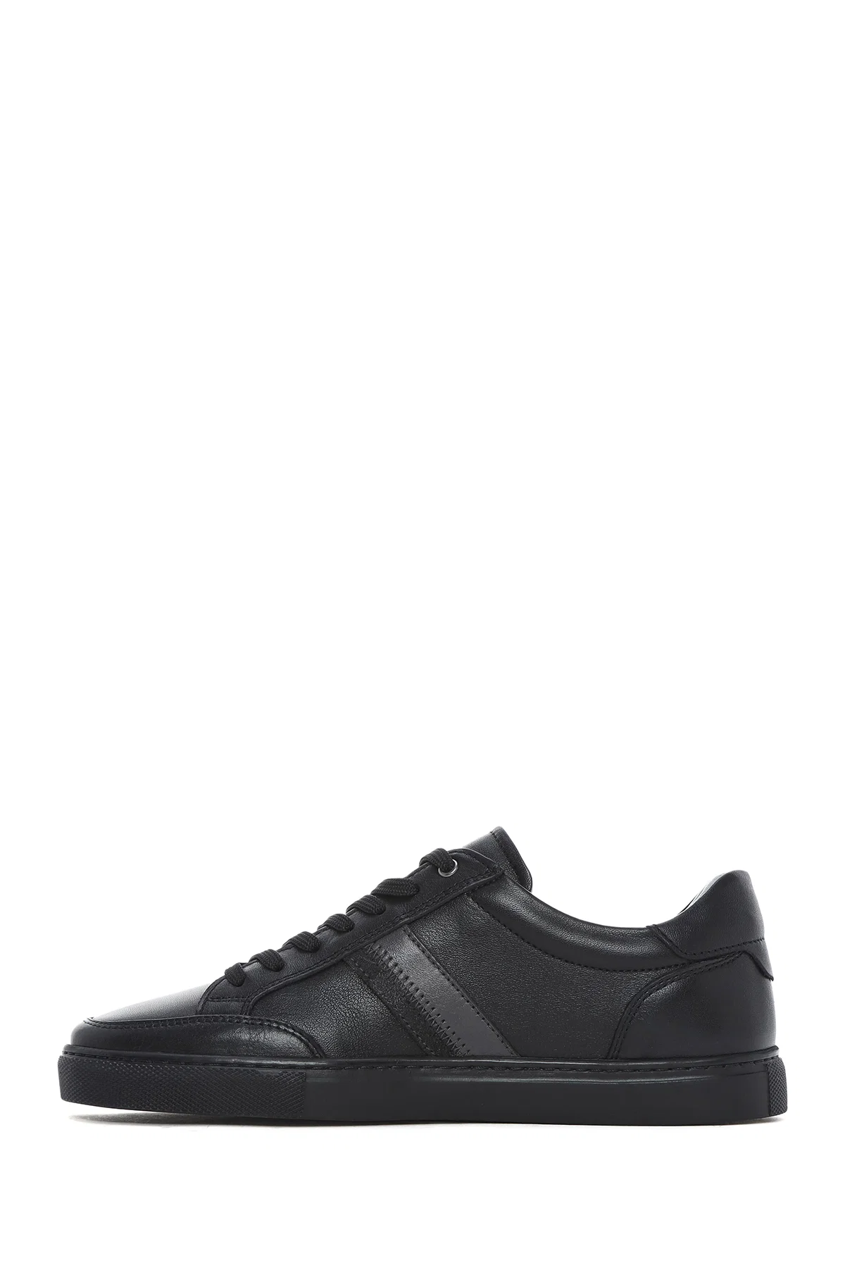 Erkek Siyah Bağcıklı Deri Sneaker - Image 2