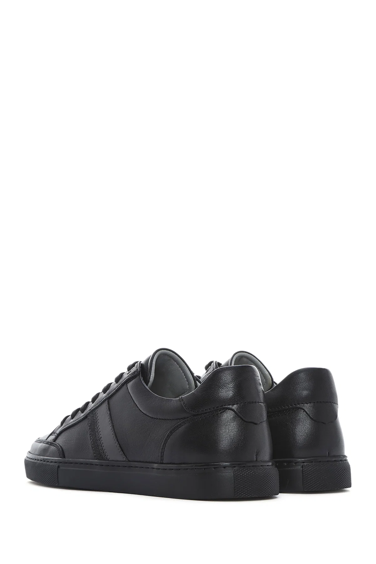 Erkek Siyah Bağcıklı Deri Sneaker - Image 5
