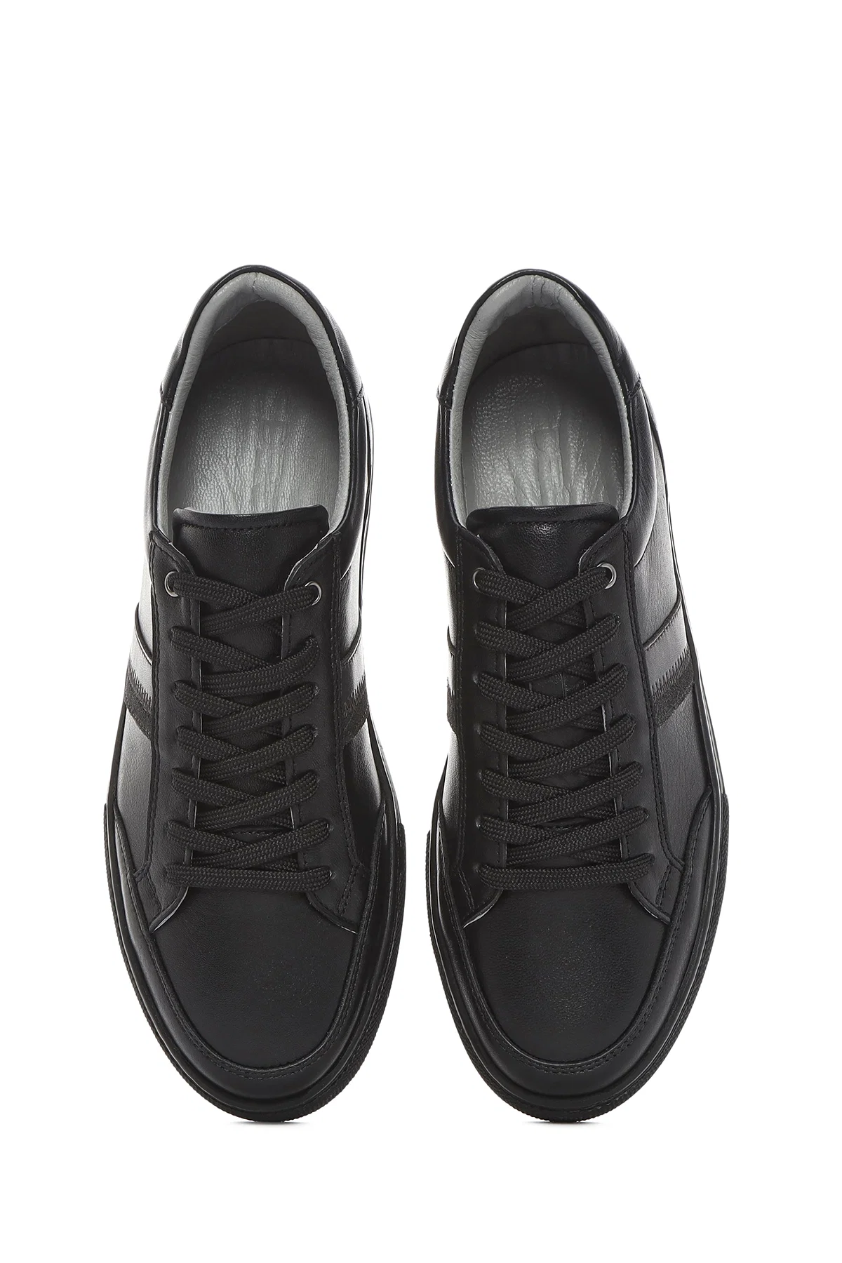 Erkek Siyah Bağcıklı Deri Sneaker - Image 7