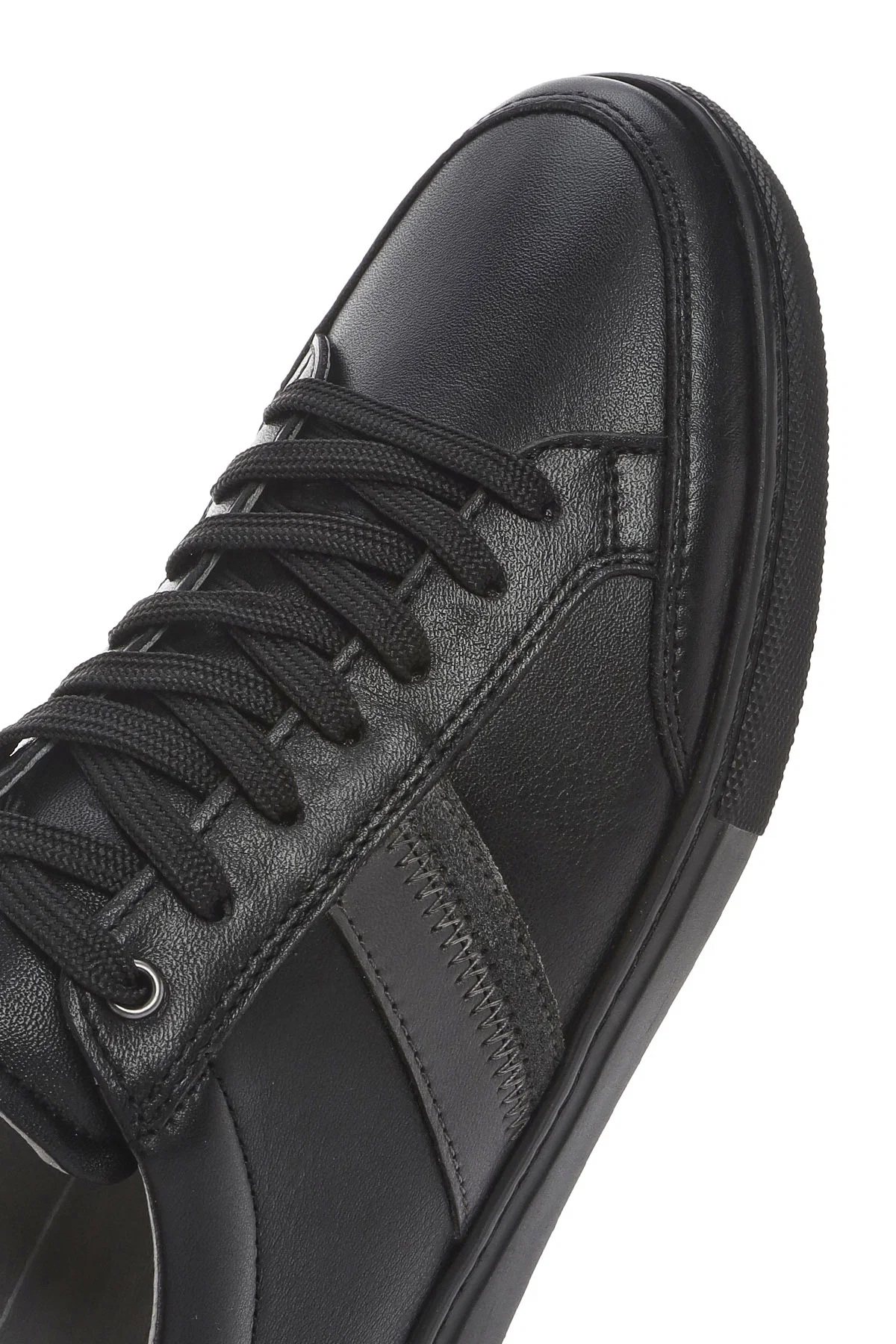 Erkek Siyah Bağcıklı Deri Sneaker - Image 8
