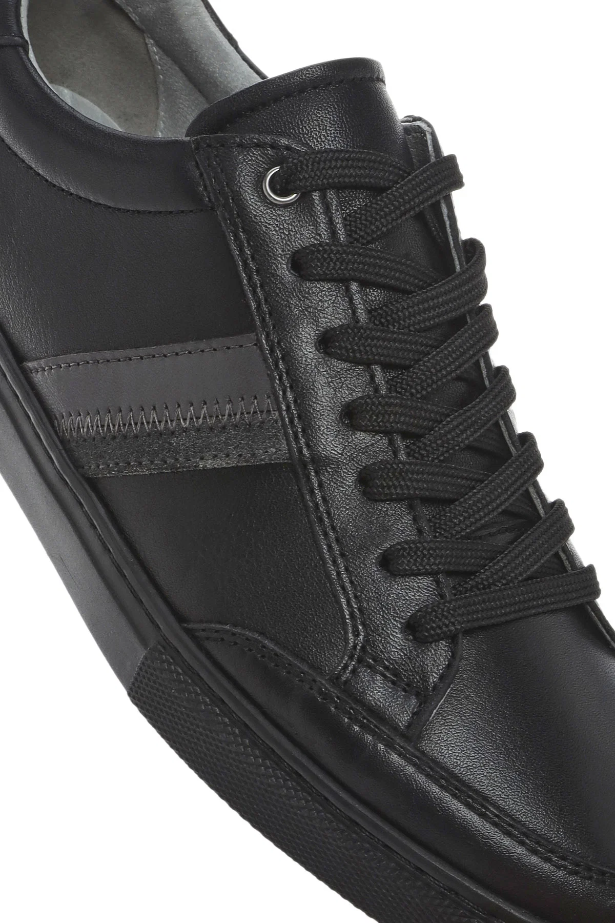 Erkek Siyah Bağcıklı Deri Sneaker - Image 9