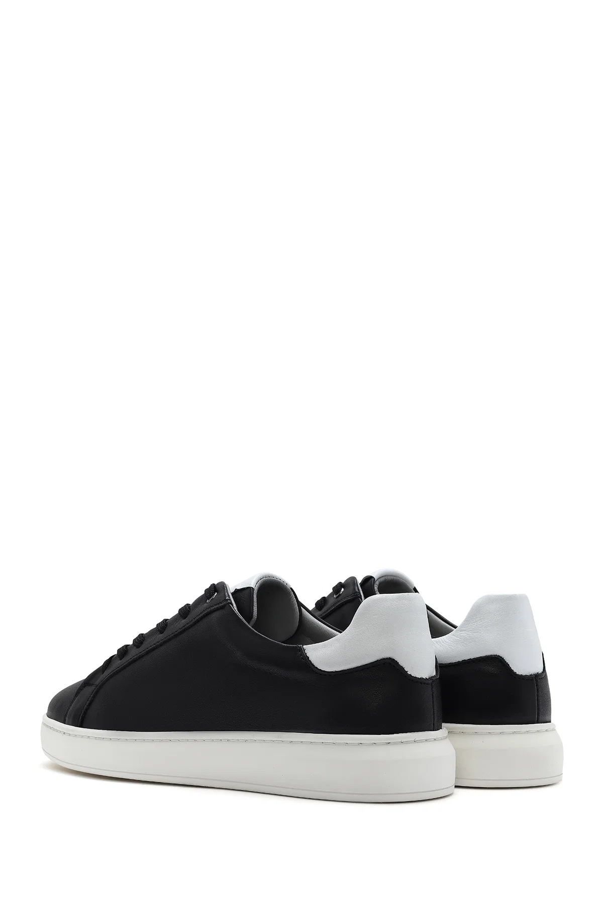 Erkek Siyah Bağcıklı Deri Sneaker - Image 5
