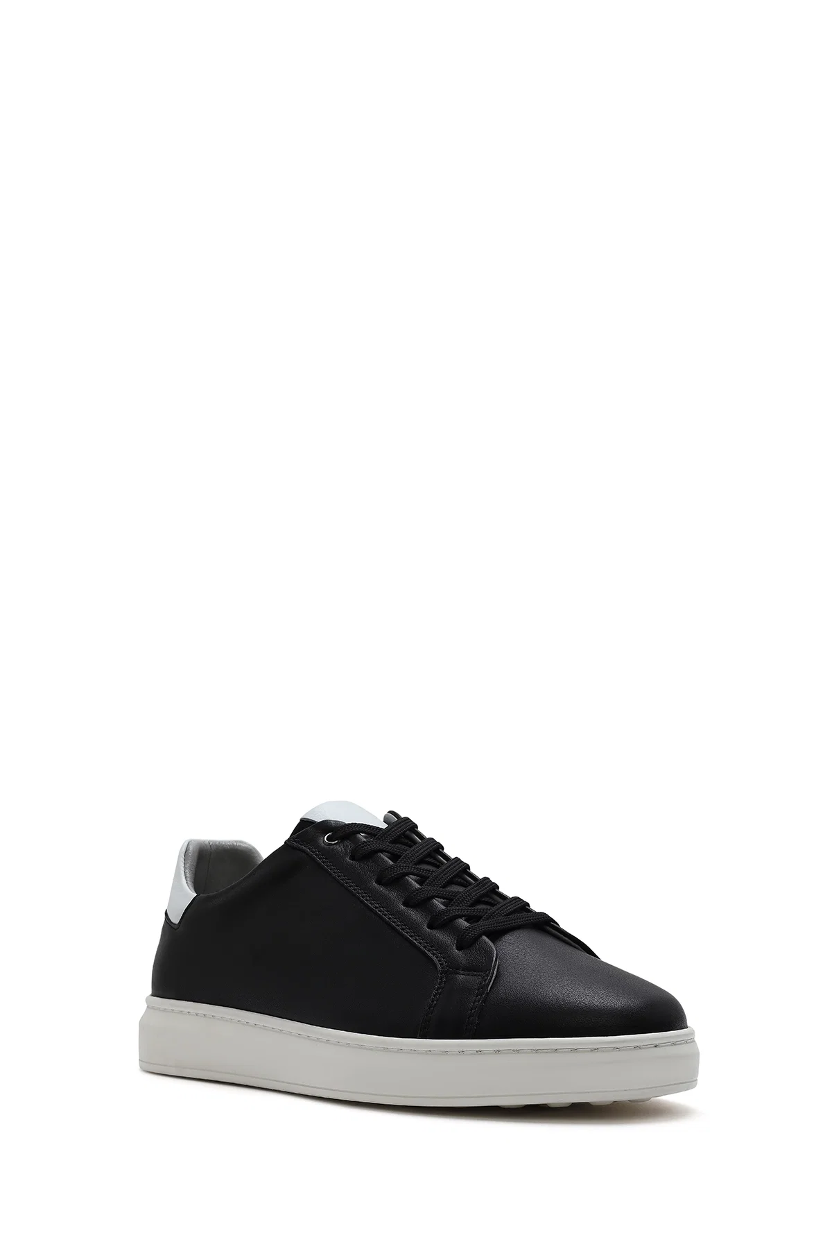 Erkek Siyah Bağcıklı Deri Sneaker - Image 6