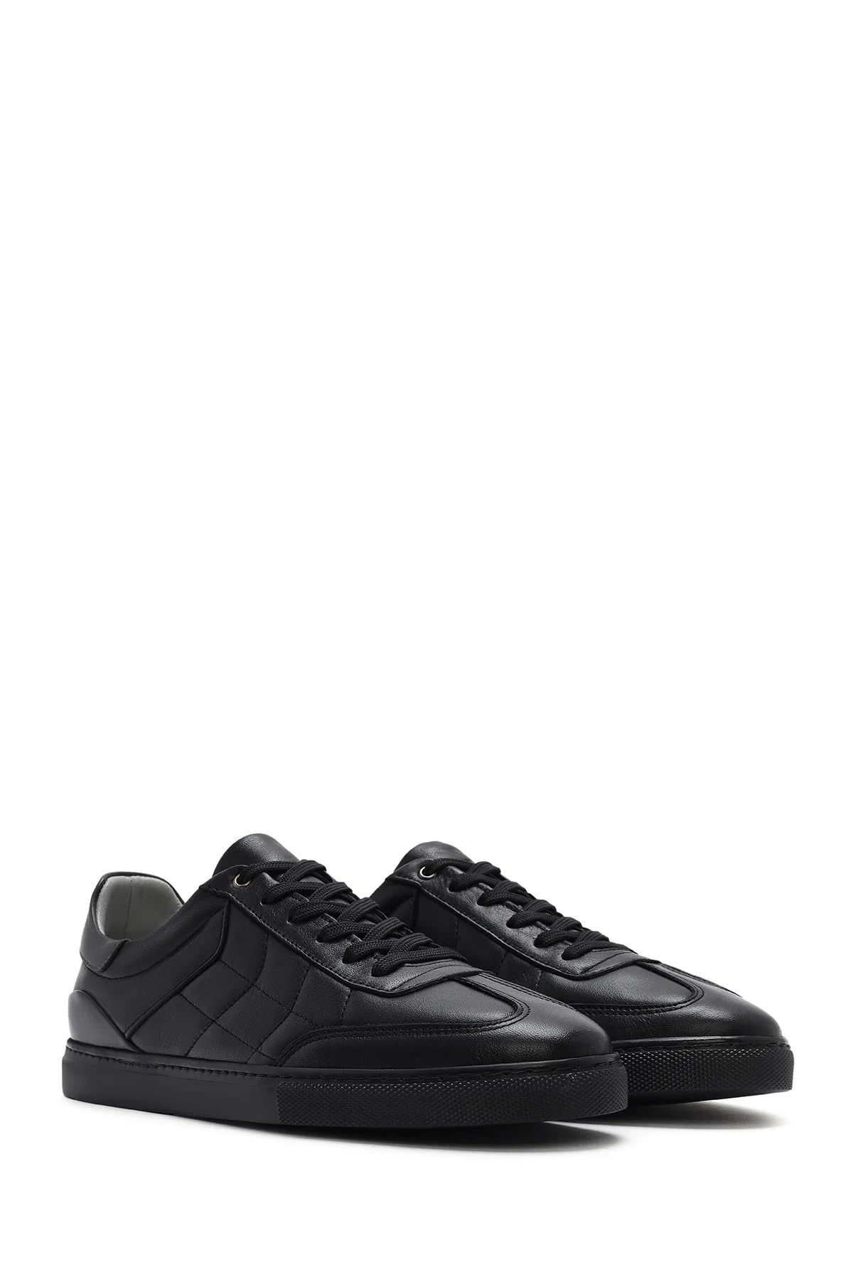 Erkek Siyah Bağcıklı Deri Sneaker - Image 3