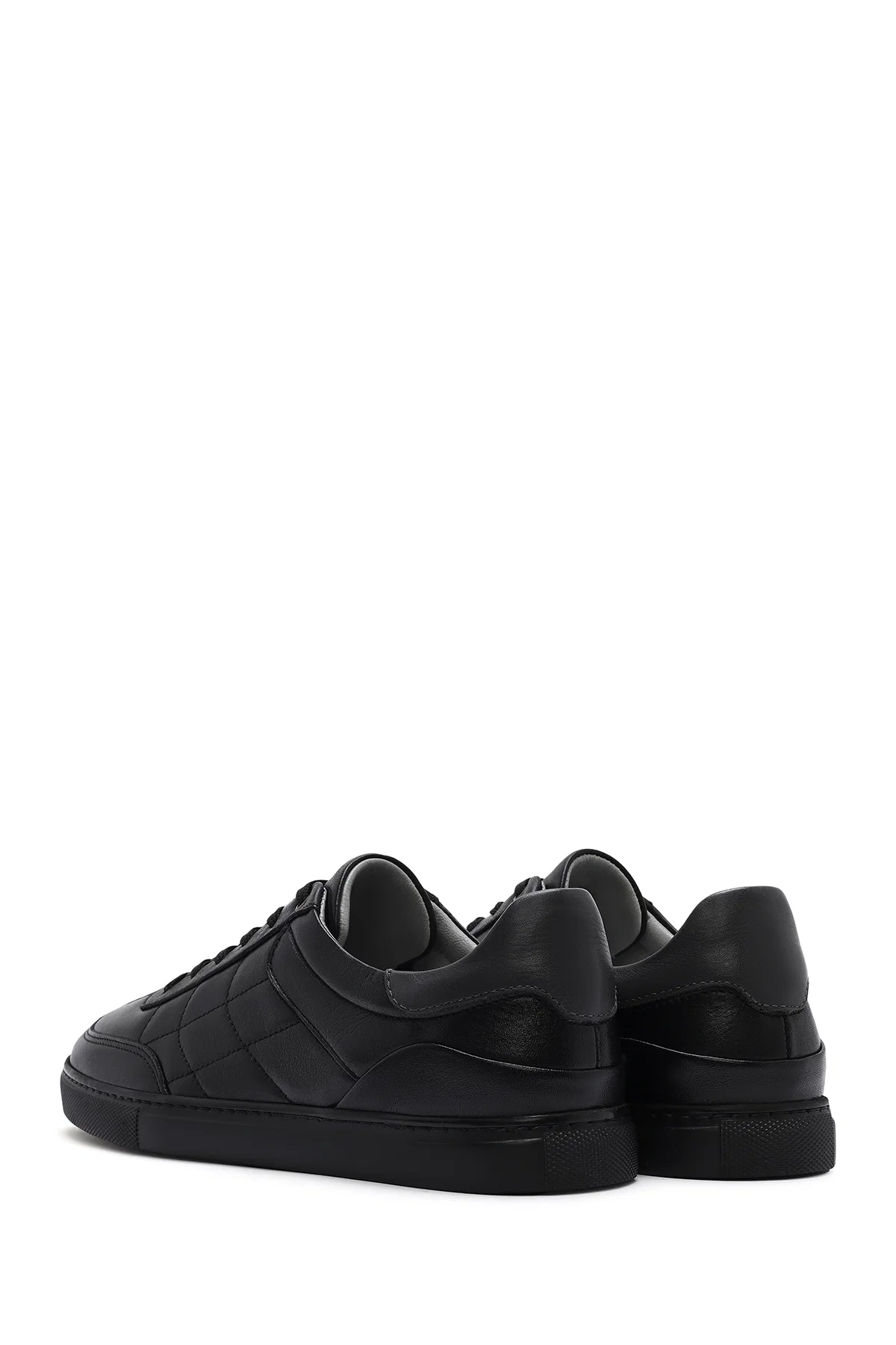 Erkek Siyah Bağcıklı Deri Sneaker - Image 5