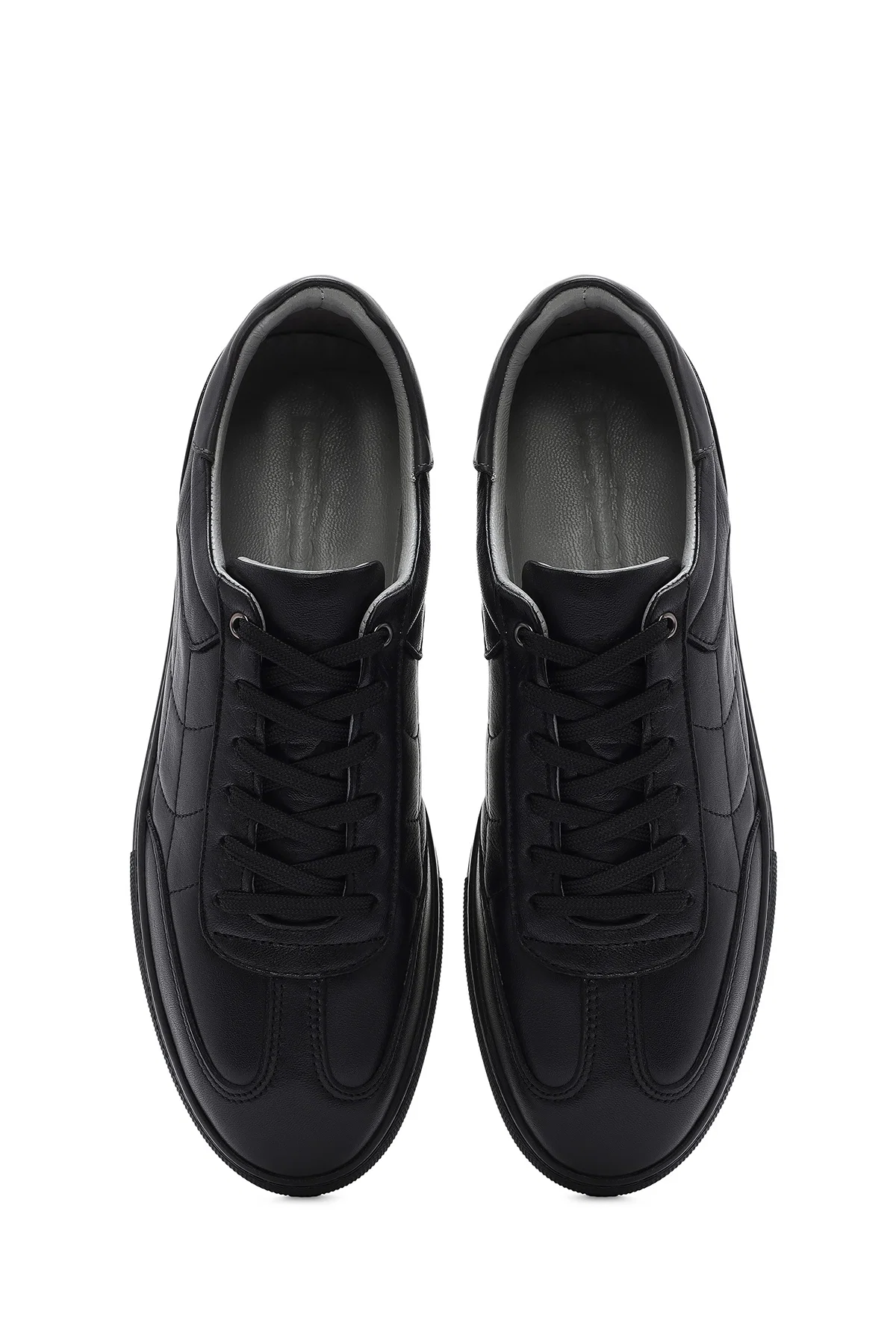 Erkek Siyah Bağcıklı Deri Sneaker - Image 7