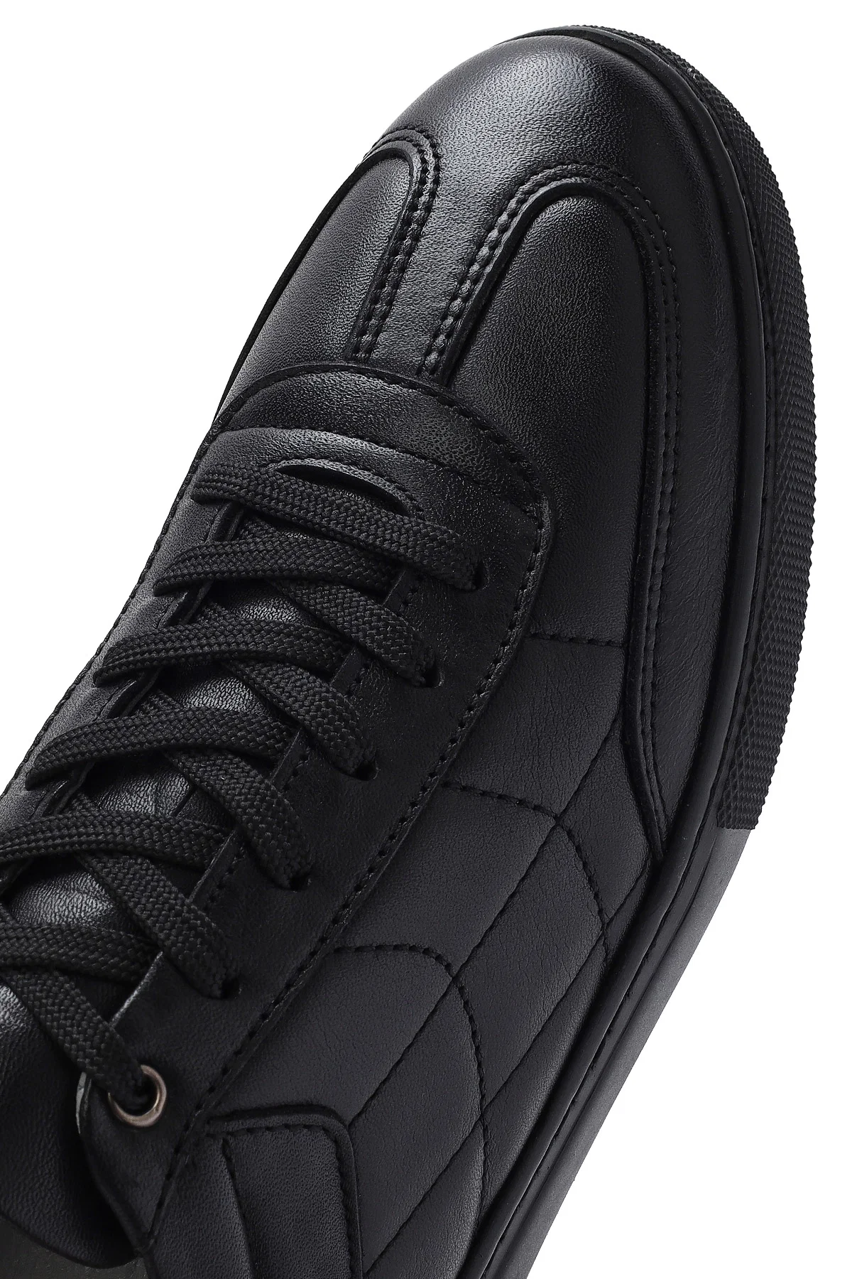 Erkek Siyah Bağcıklı Deri Sneaker - Image 9
