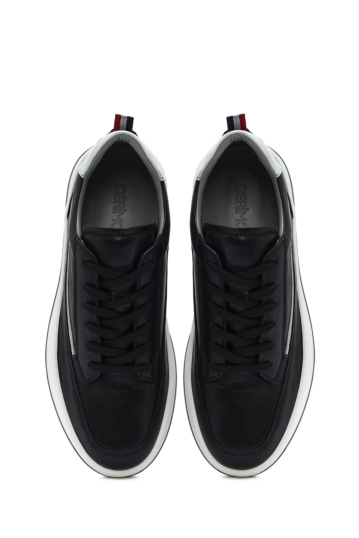 Erkek Siyah Bağcıklı Deri Sneaker - Image 7