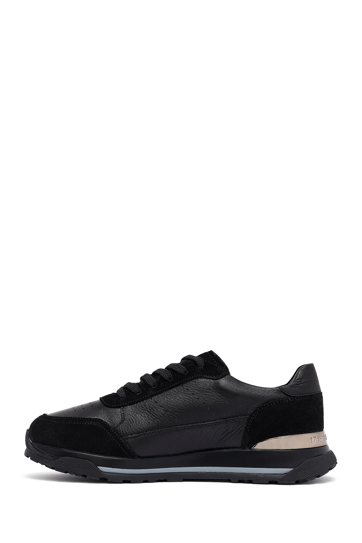 Erkek Siyah Bağcıklı Deri Sneaker - Image 2