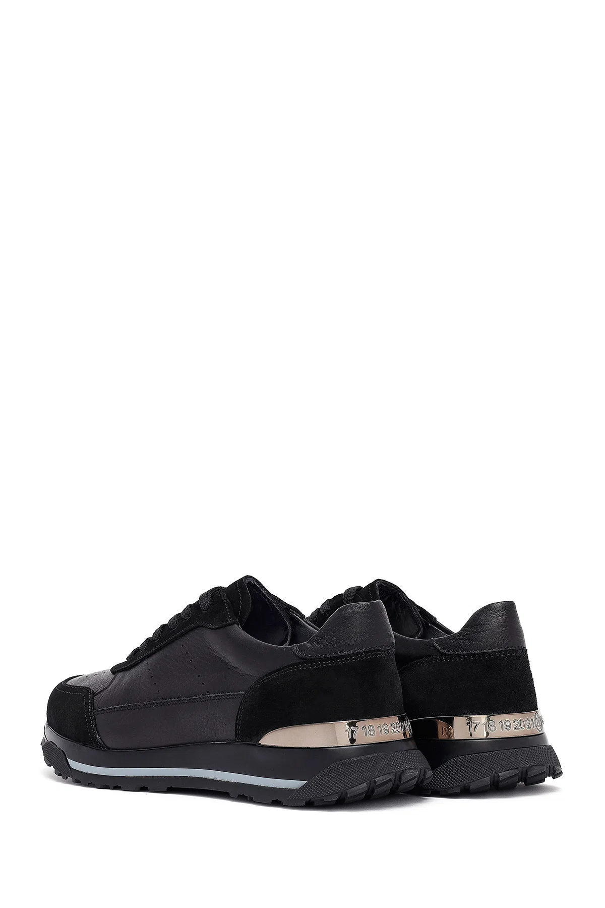 Erkek Siyah Bağcıklı Deri Sneaker - Image 5