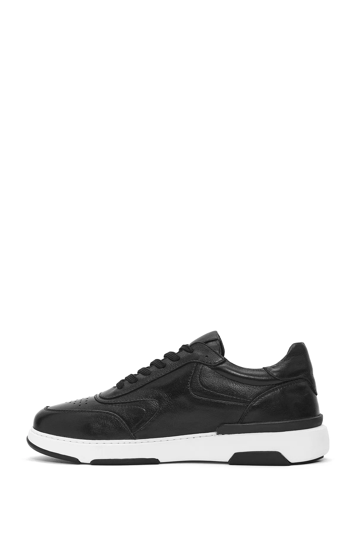 Erkek Siyah Bağcıklı Deri Sneaker - Image 2