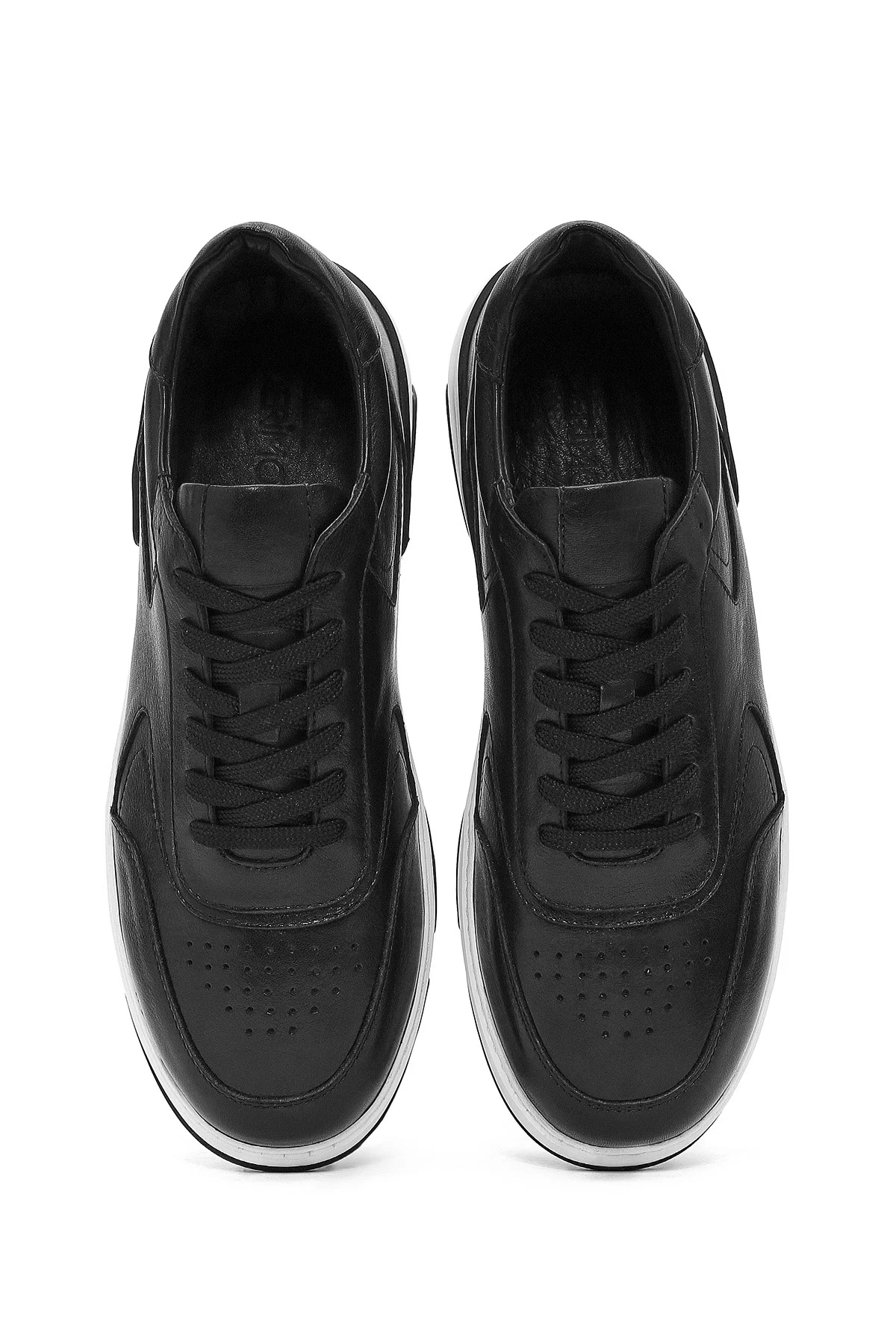Erkek Siyah Bağcıklı Deri Sneaker - Image 7