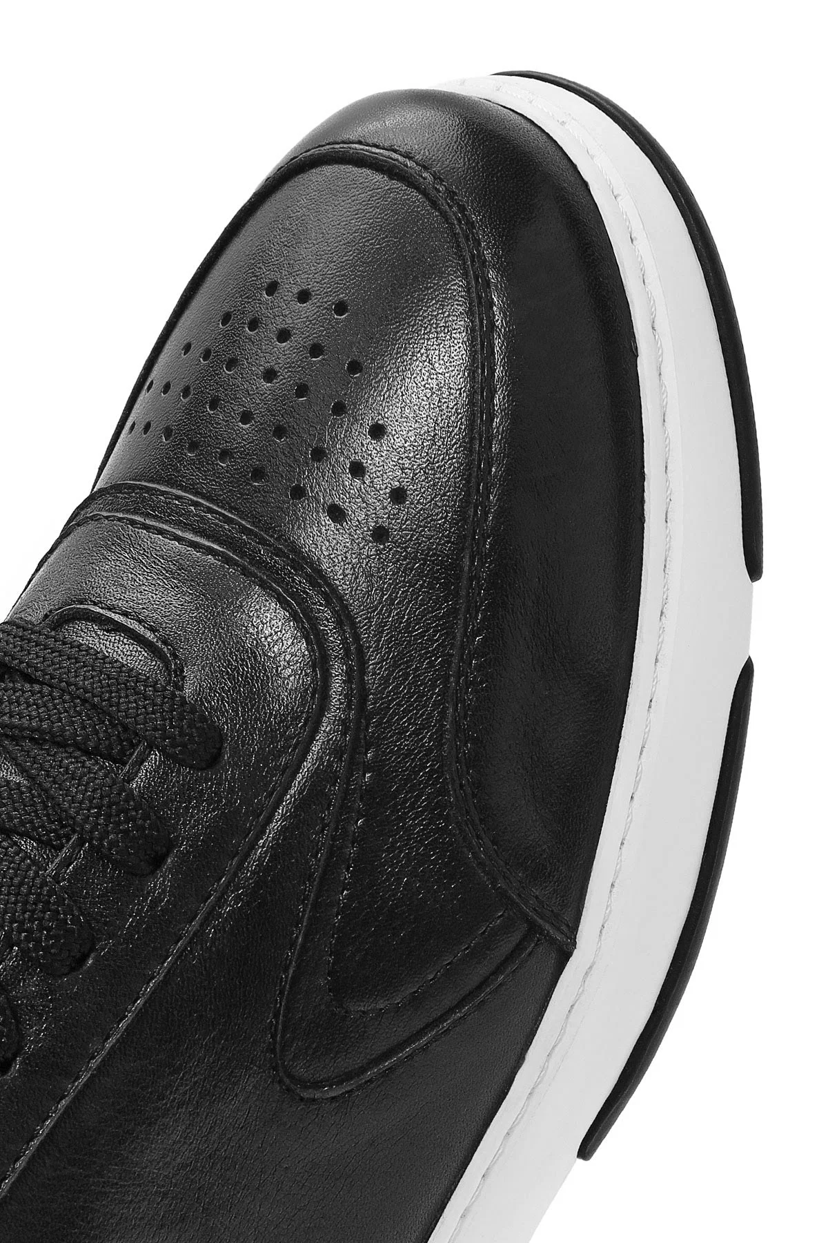 Erkek Siyah Bağcıklı Deri Sneaker - Image 8