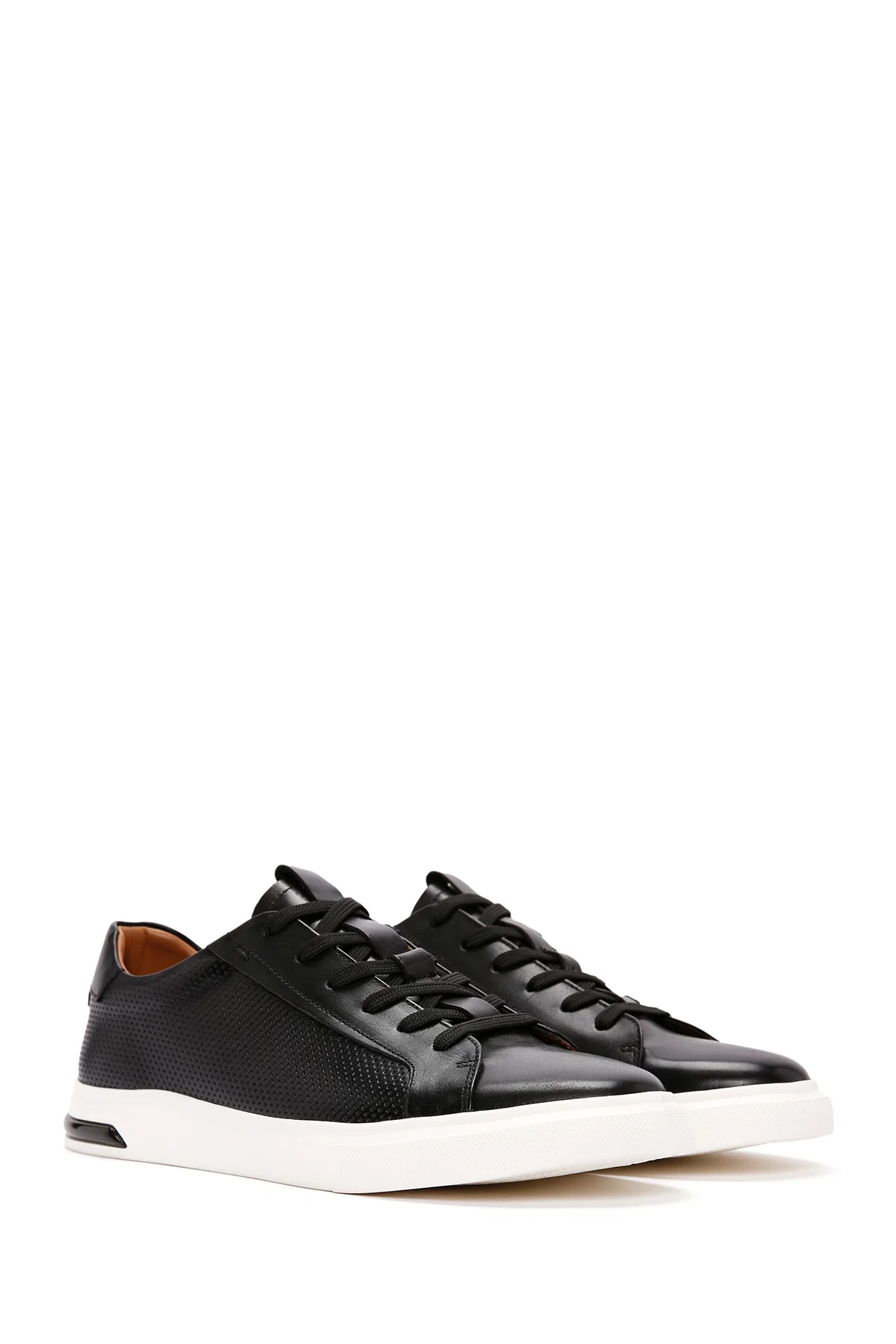 Erkek Siyah Bağcıklı Deri Sneaker - Image 3