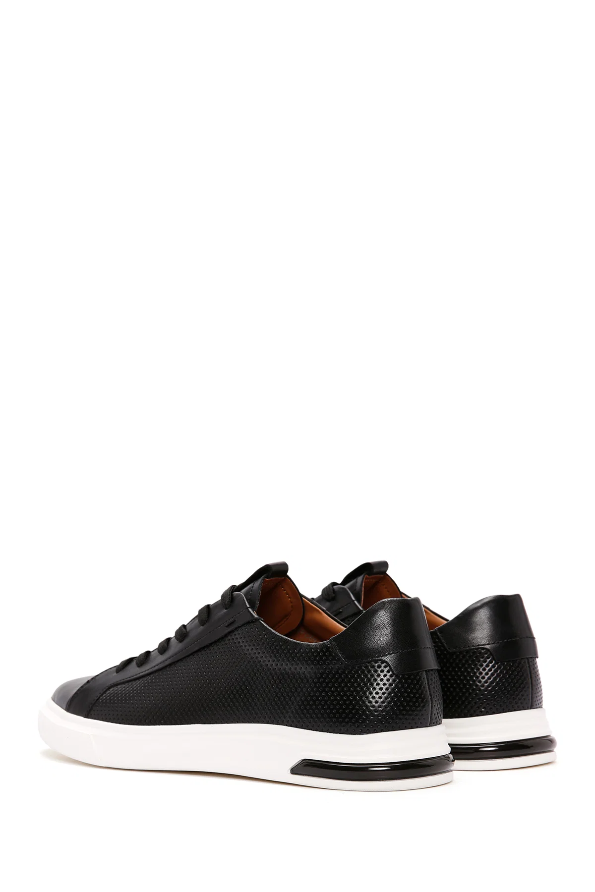 Erkek Siyah Bağcıklı Deri Sneaker - Image 5
