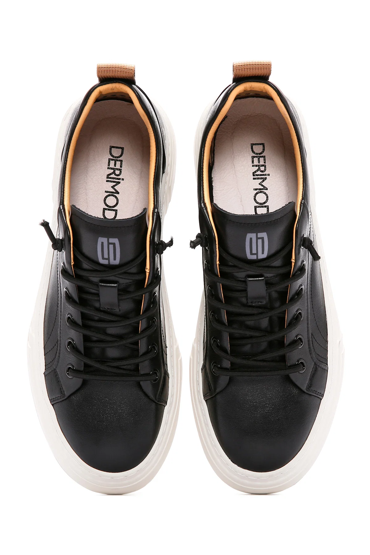 Erkek Siyah Bağcıklı Deri Sneaker - Image 7