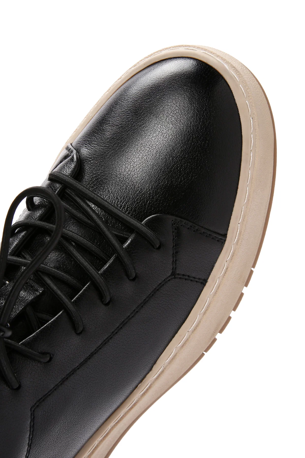 Erkek Siyah Bağcıklı Deri Sneaker - Image 10