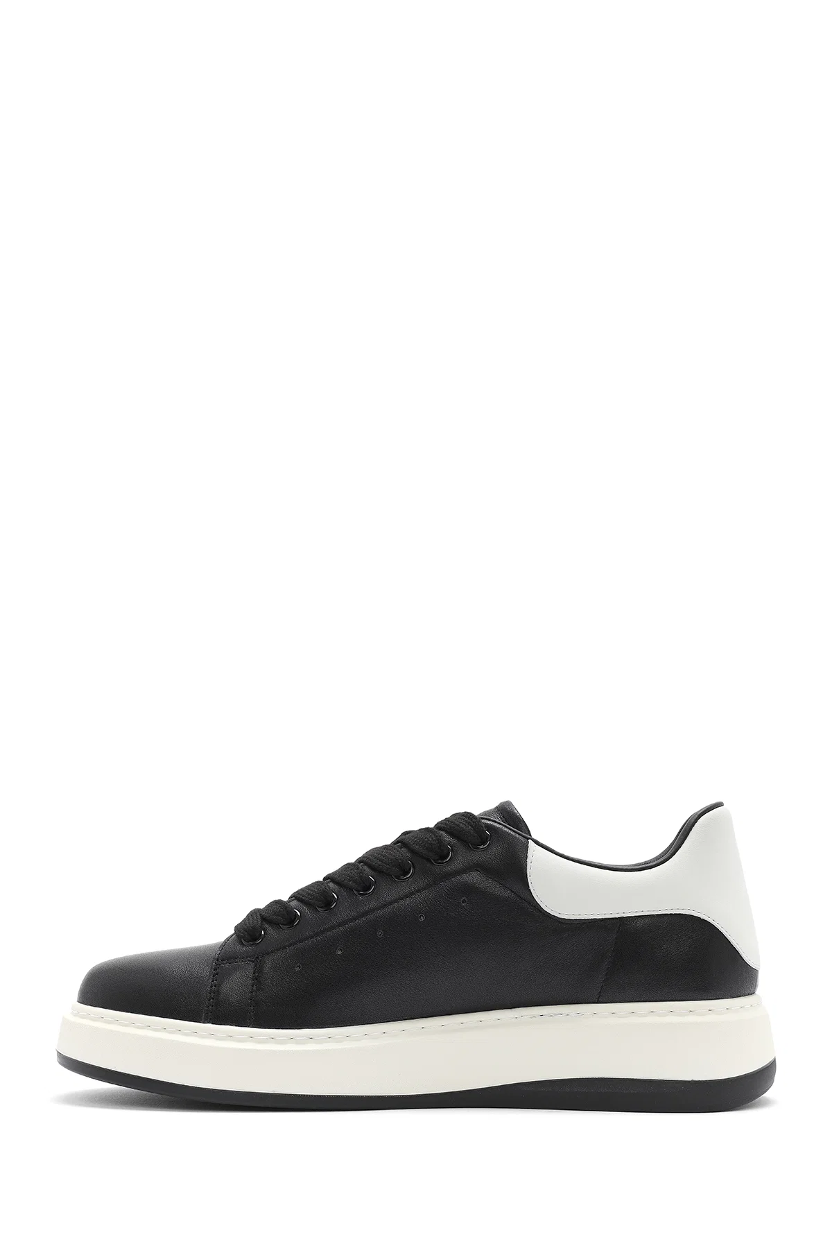 Erkek Siyah Bağcıklı Deri Sneaker - Image 2