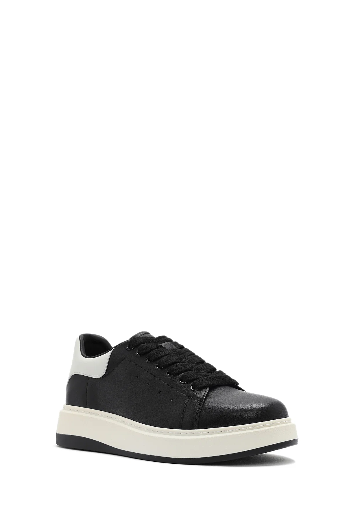 Erkek Siyah Bağcıklı Deri Sneaker - Image 6