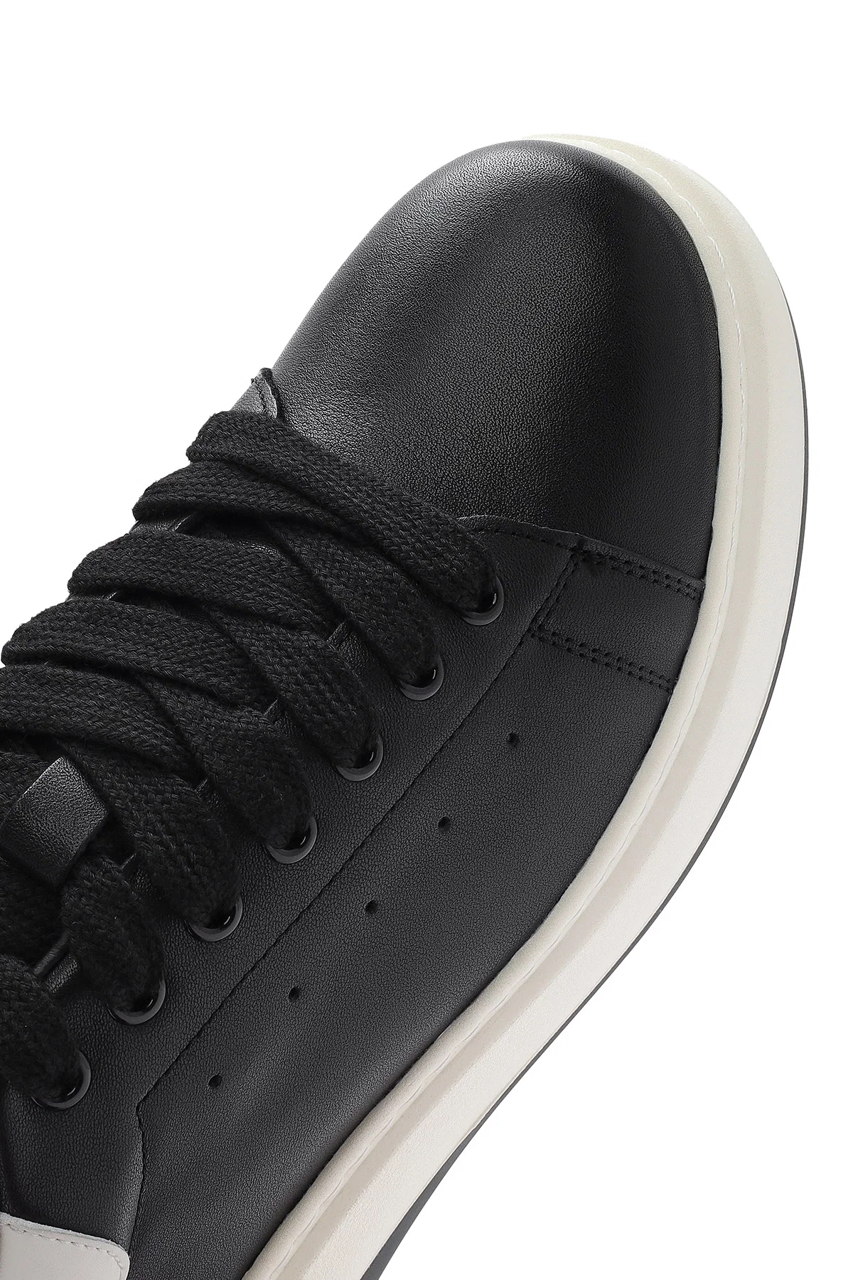 Erkek Siyah Bağcıklı Deri Sneaker - Image 9