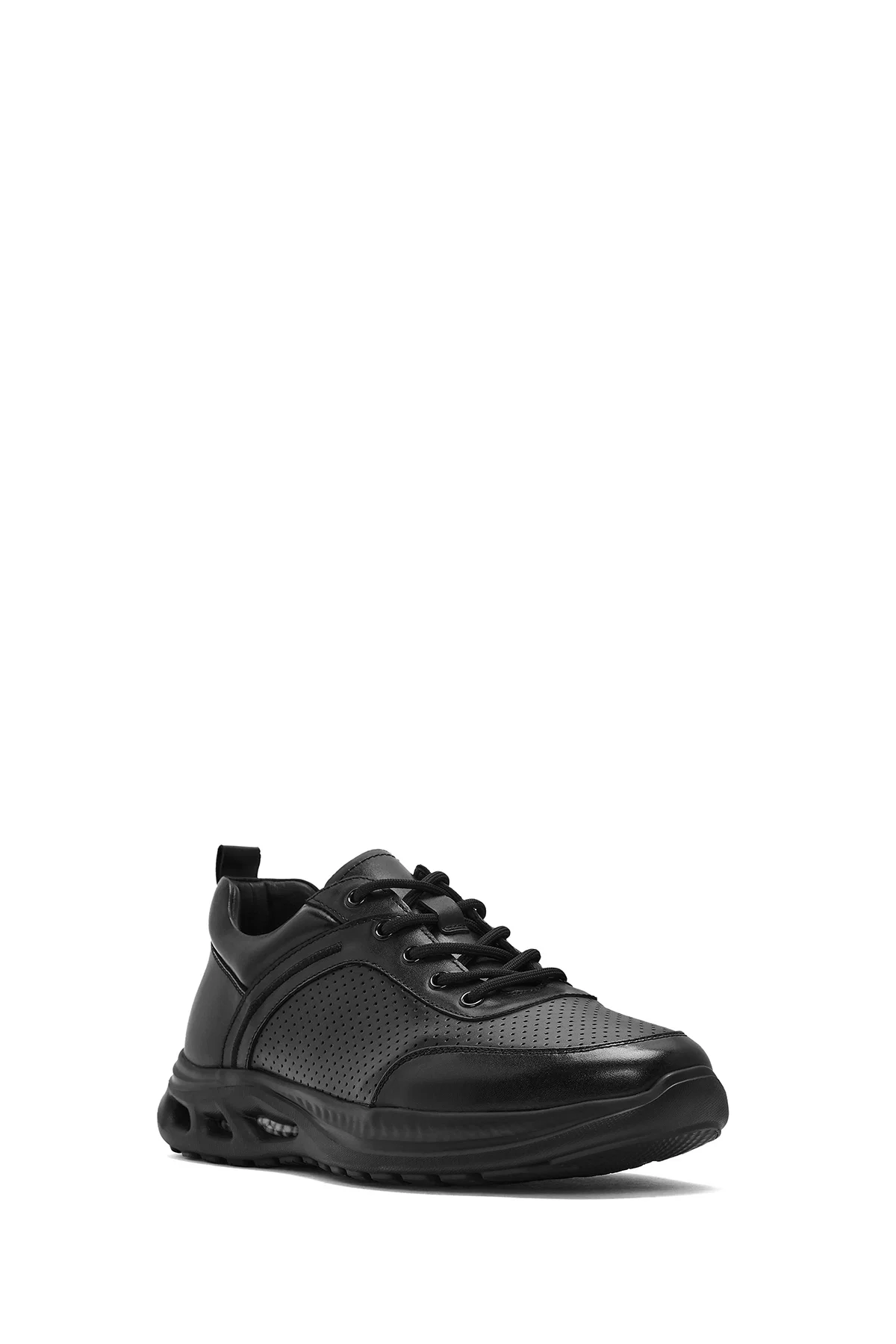 Erkek Siyah Bağcıklı Deri Sneaker - Image 6