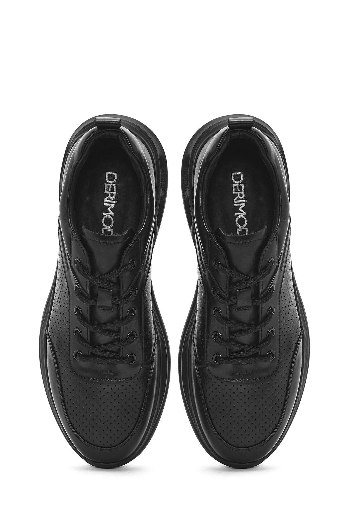 Erkek Siyah Bağcıklı Deri Sneaker - Image 7