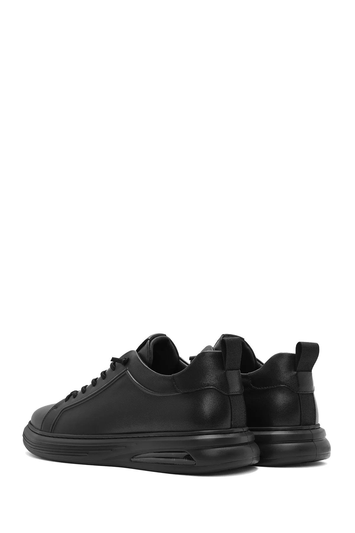 Erkek Siyah Bağcıklı Deri Sneaker - Image 5