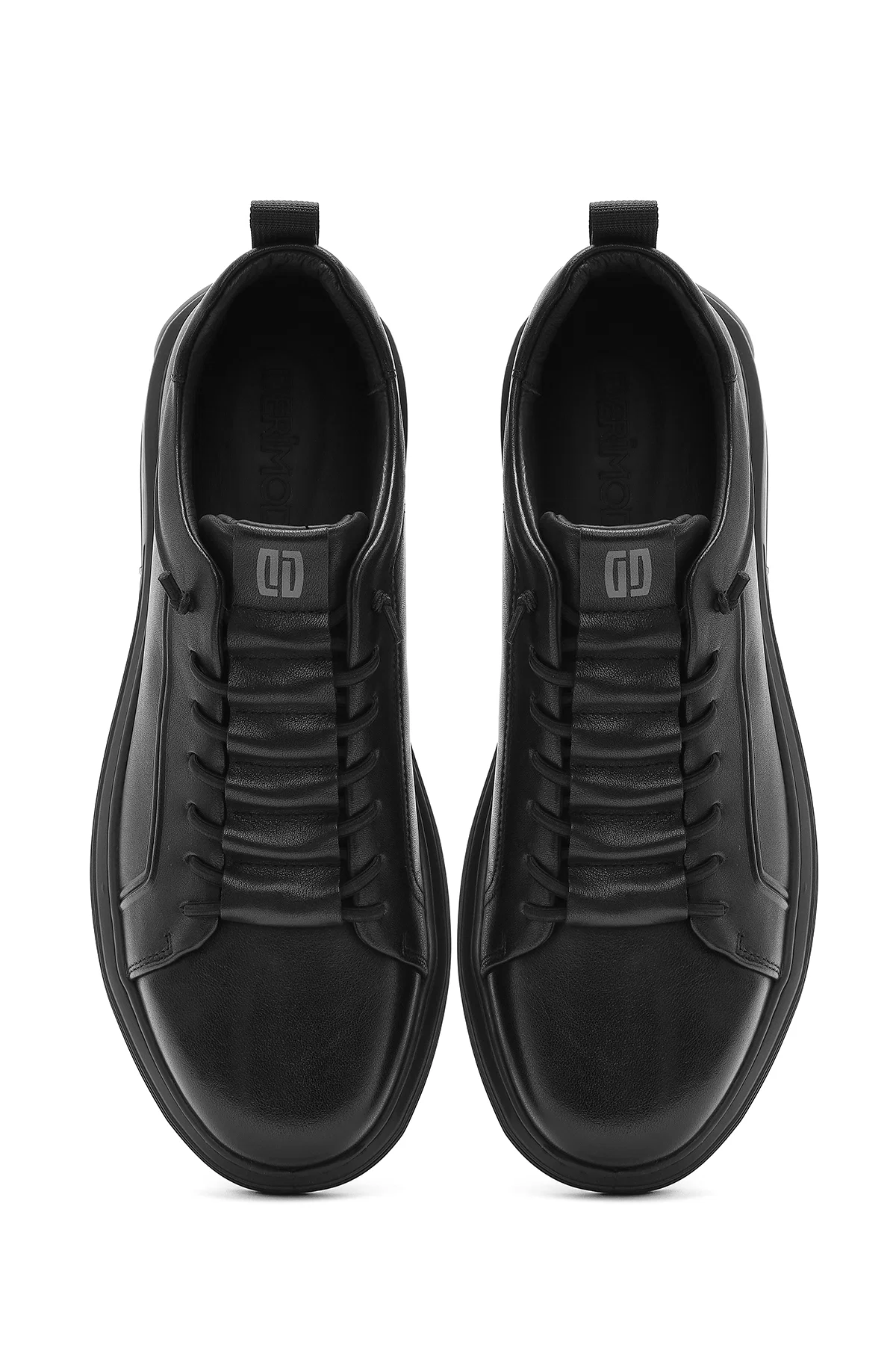 Erkek Siyah Bağcıklı Deri Sneaker - Image 7