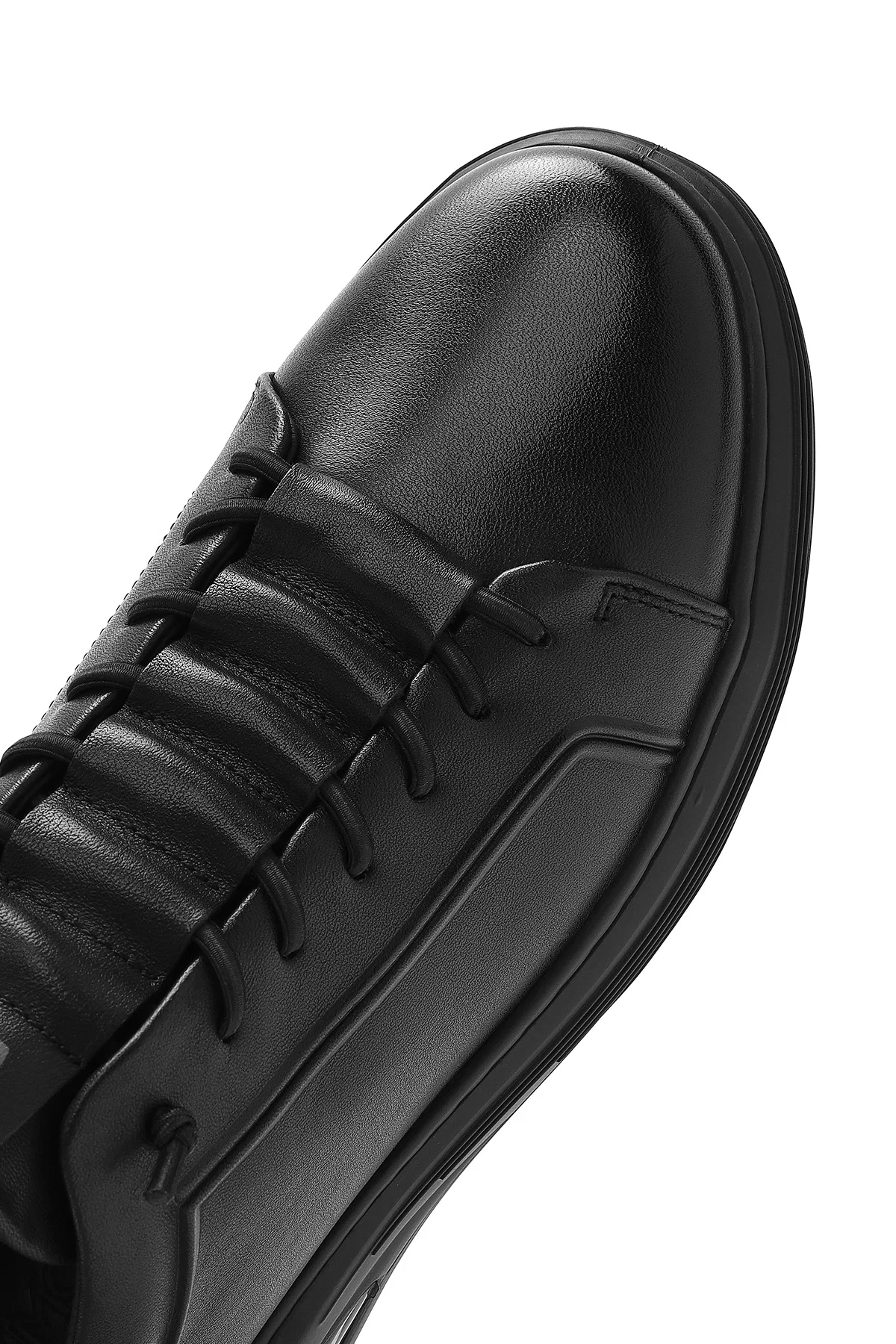 Erkek Siyah Bağcıklı Deri Sneaker - Image 9