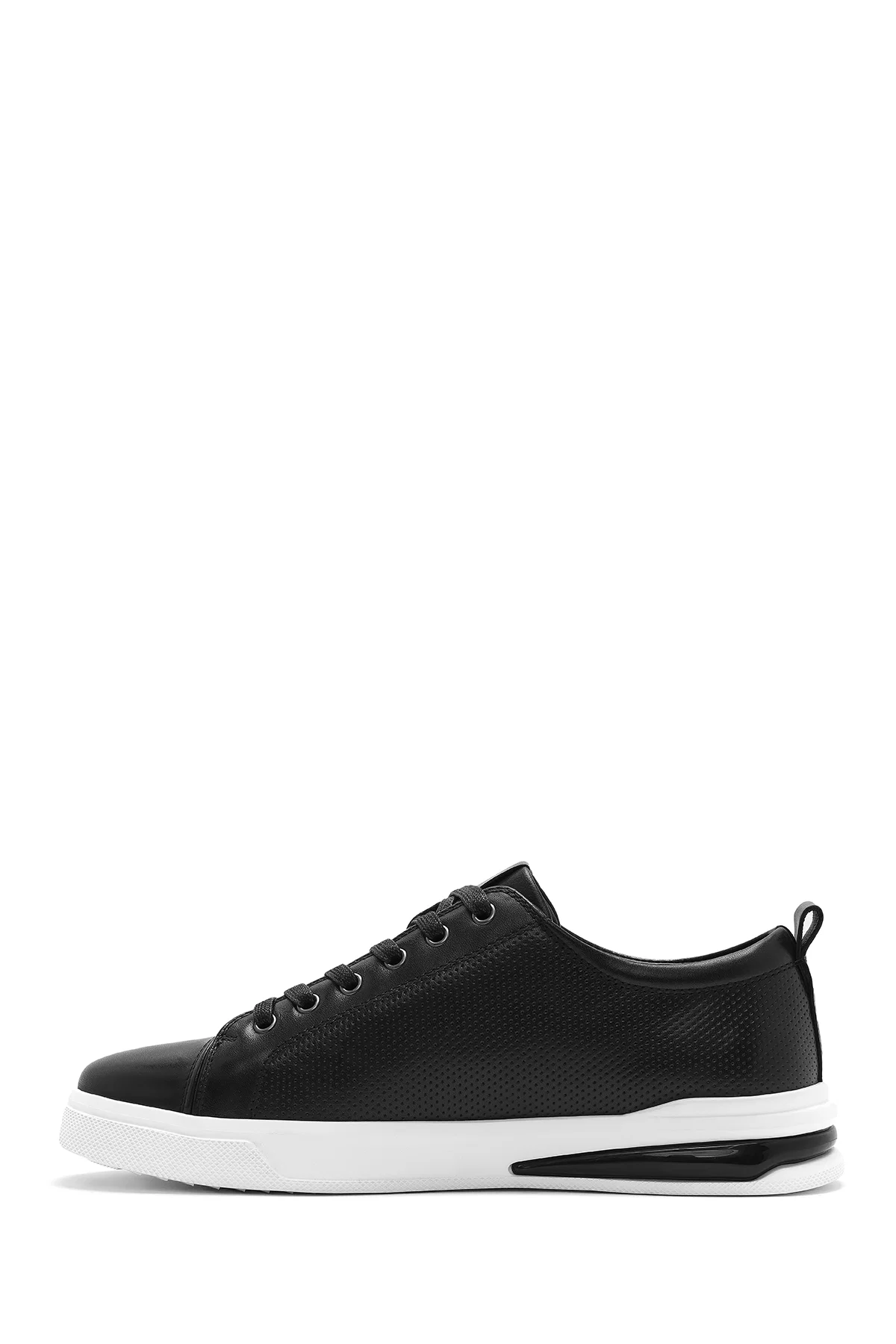 Erkek Siyah Bağcıklı Deri Sneaker - Image 2