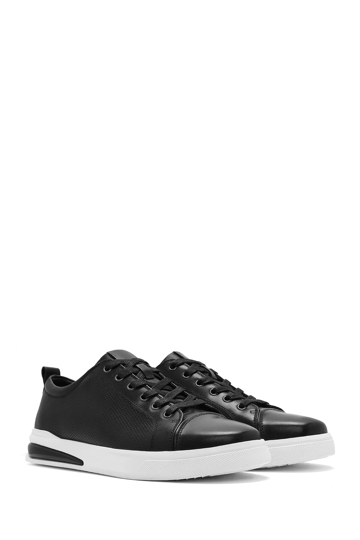 Erkek Siyah Bağcıklı Deri Sneaker - Image 3
