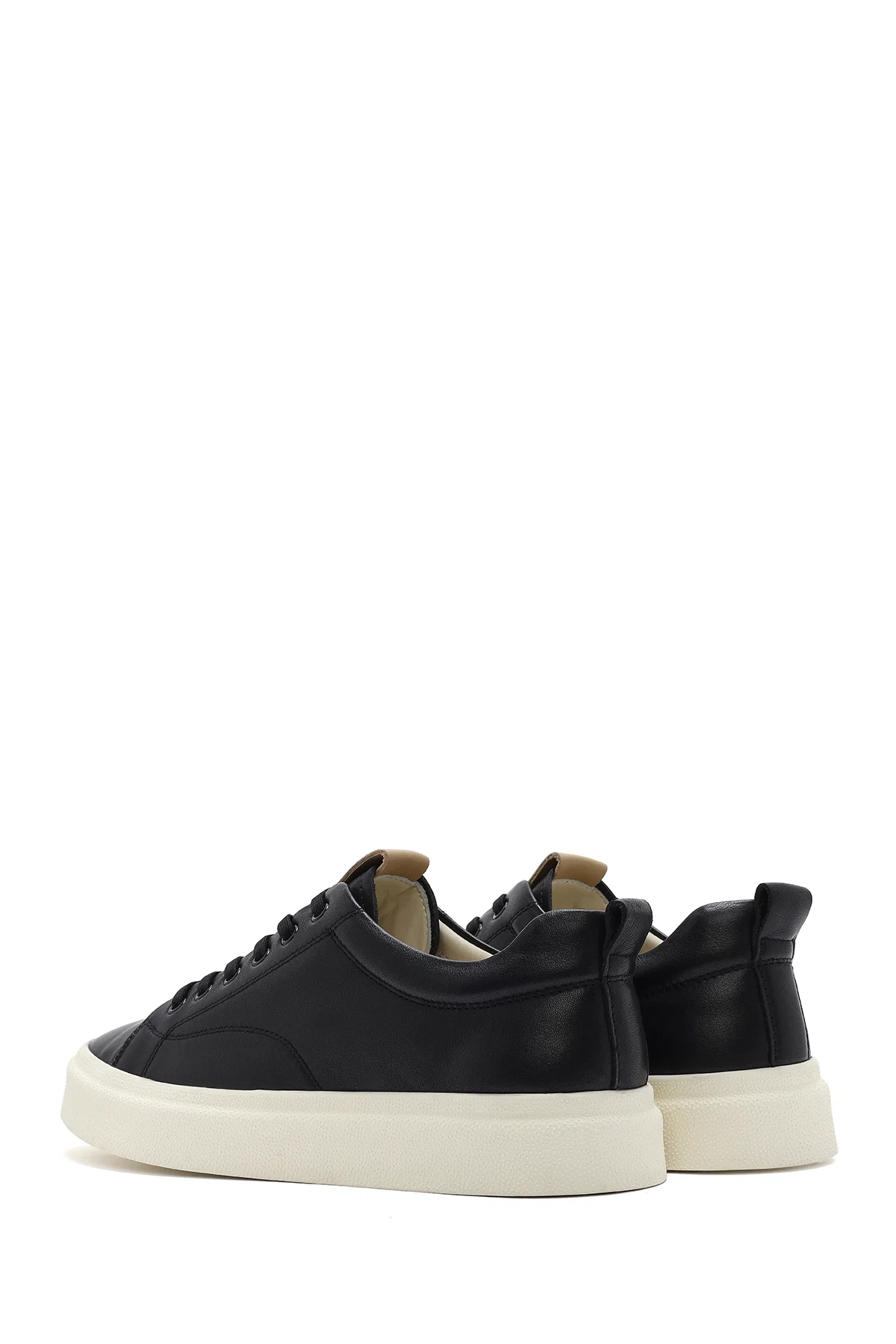 Erkek Siyah Bağcıklı Deri Sneaker - Image 5