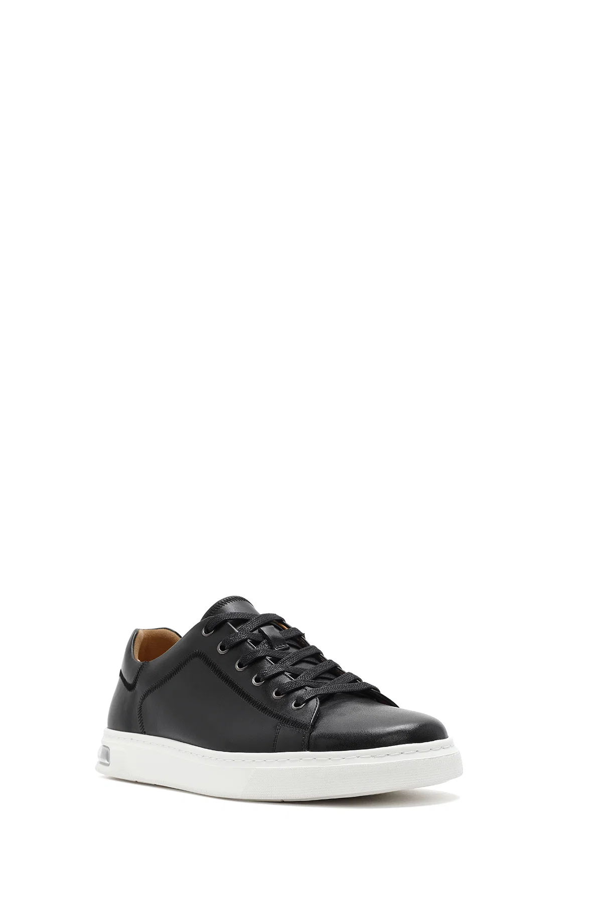 Erkek Siyah Bağcıklı Deri Sneaker - Image 6