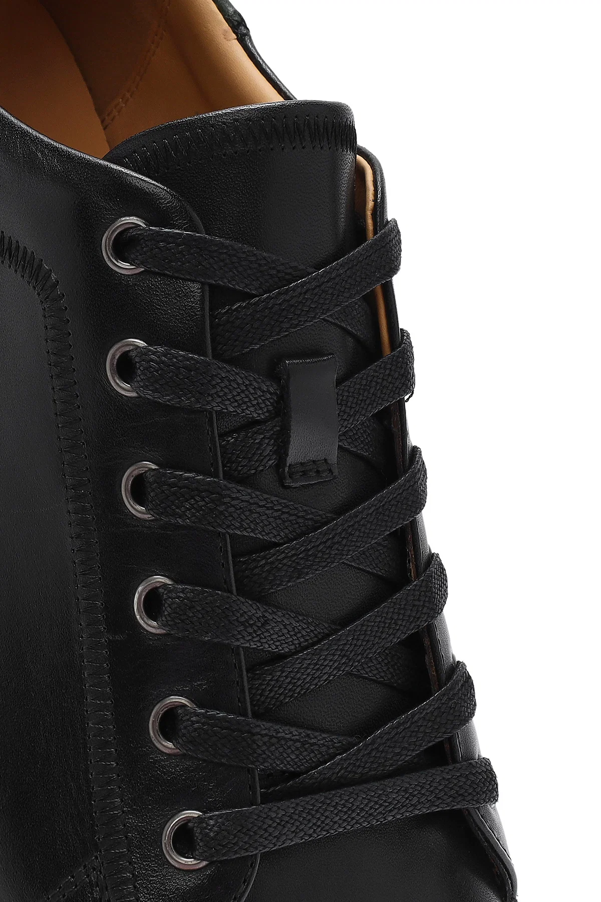 Erkek Siyah Bağcıklı Deri Sneaker - Image 8