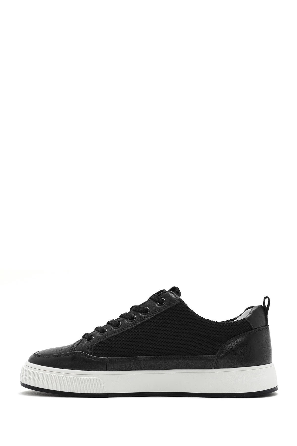 Erkek Siyah Bağcıklı Deri Sneaker - Image 2