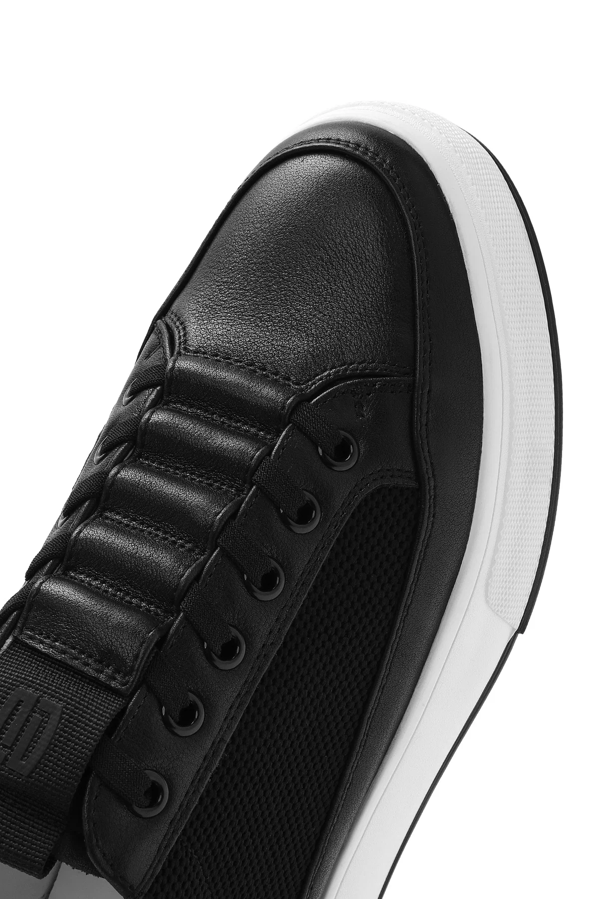 Erkek Siyah Bağcıklı Deri Sneaker - Image 9