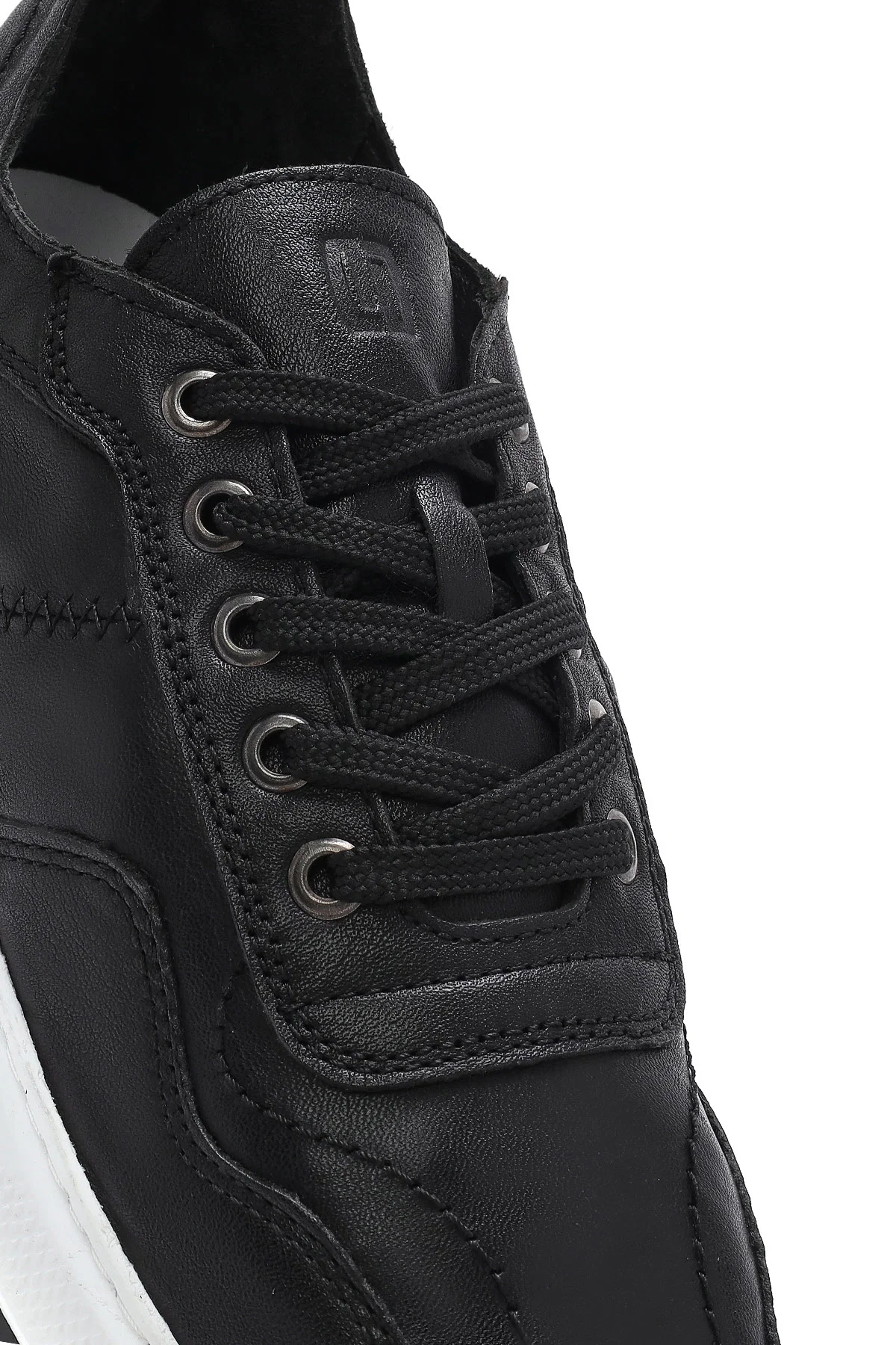 Erkek Siyah Bağcıklı Deri Sneaker - Image 10