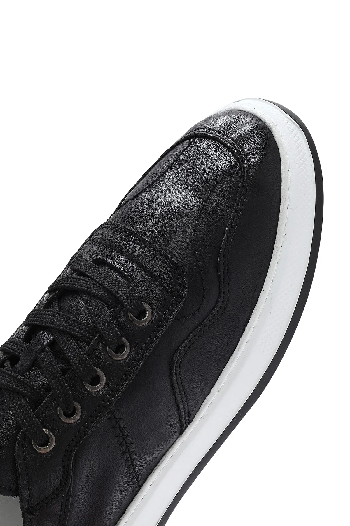Erkek Siyah Bağcıklı Deri Sneaker - Image 11