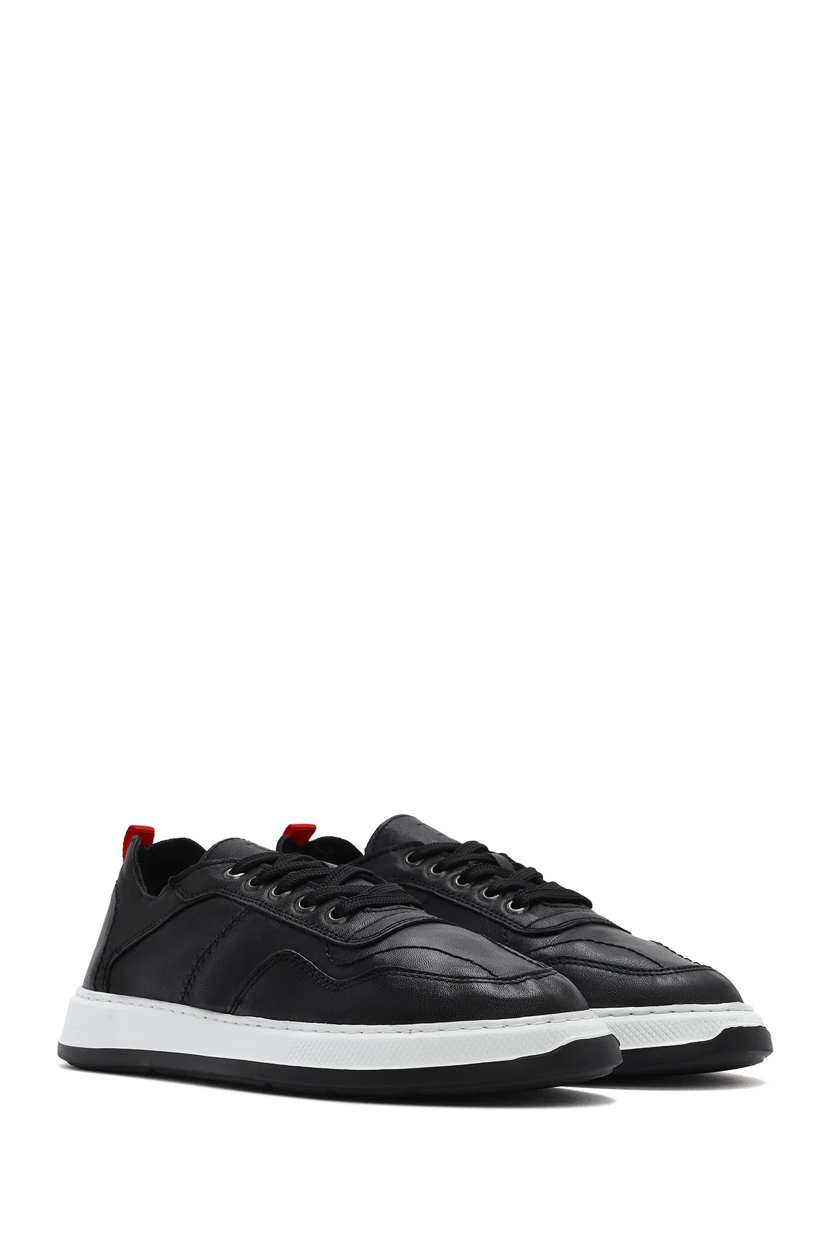 Erkek Siyah Bağcıklı Deri Sneaker - Image 3