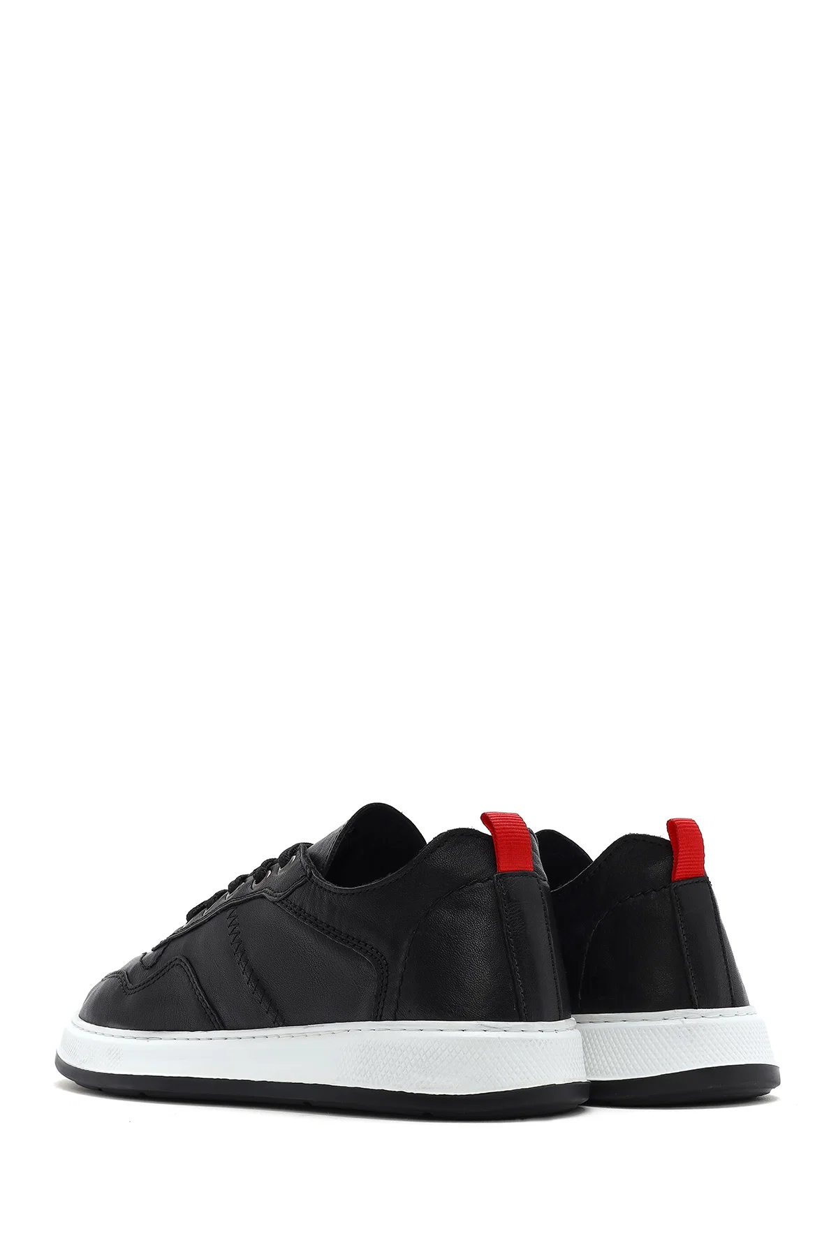 Erkek Siyah Bağcıklı Deri Sneaker - Image 5