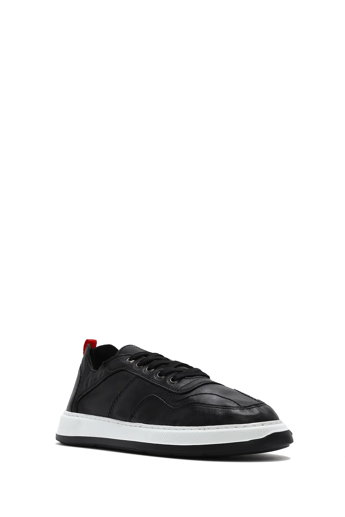 Erkek Siyah Bağcıklı Deri Sneaker - Image 6
