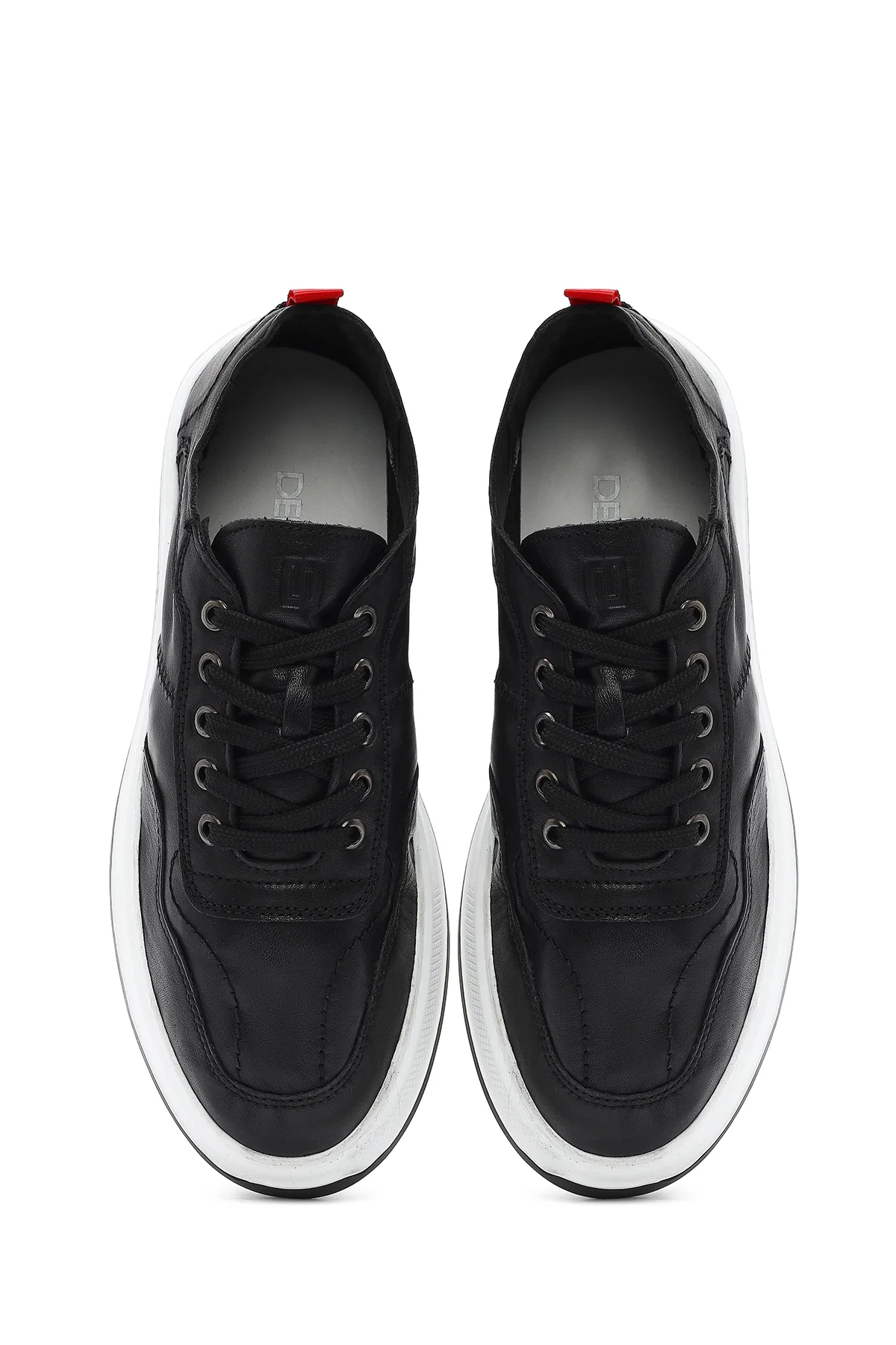 Erkek Siyah Bağcıklı Deri Sneaker - Image 7