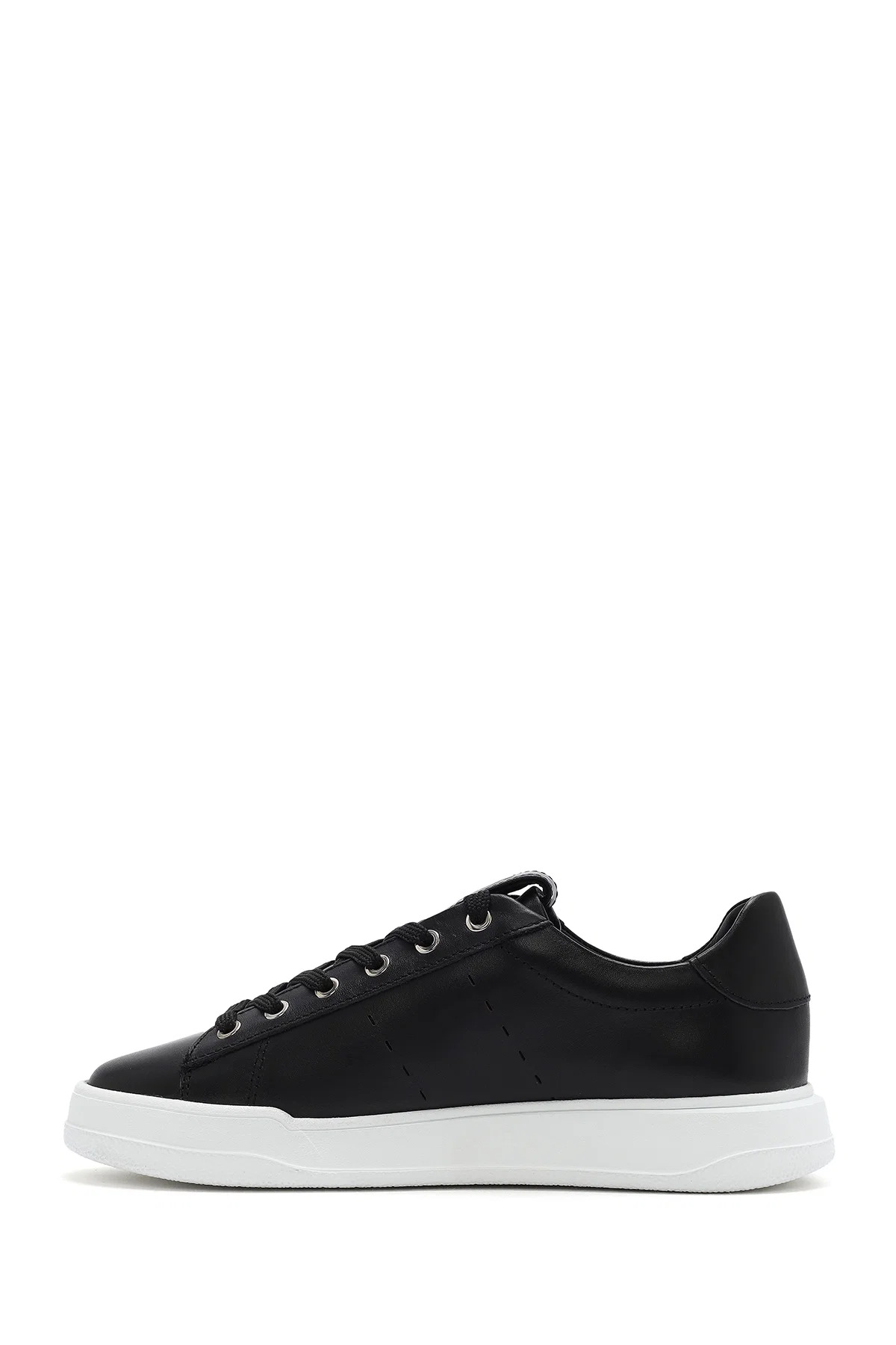 Erkek Siyah Bağcıklı Deri Sneaker - Image 2