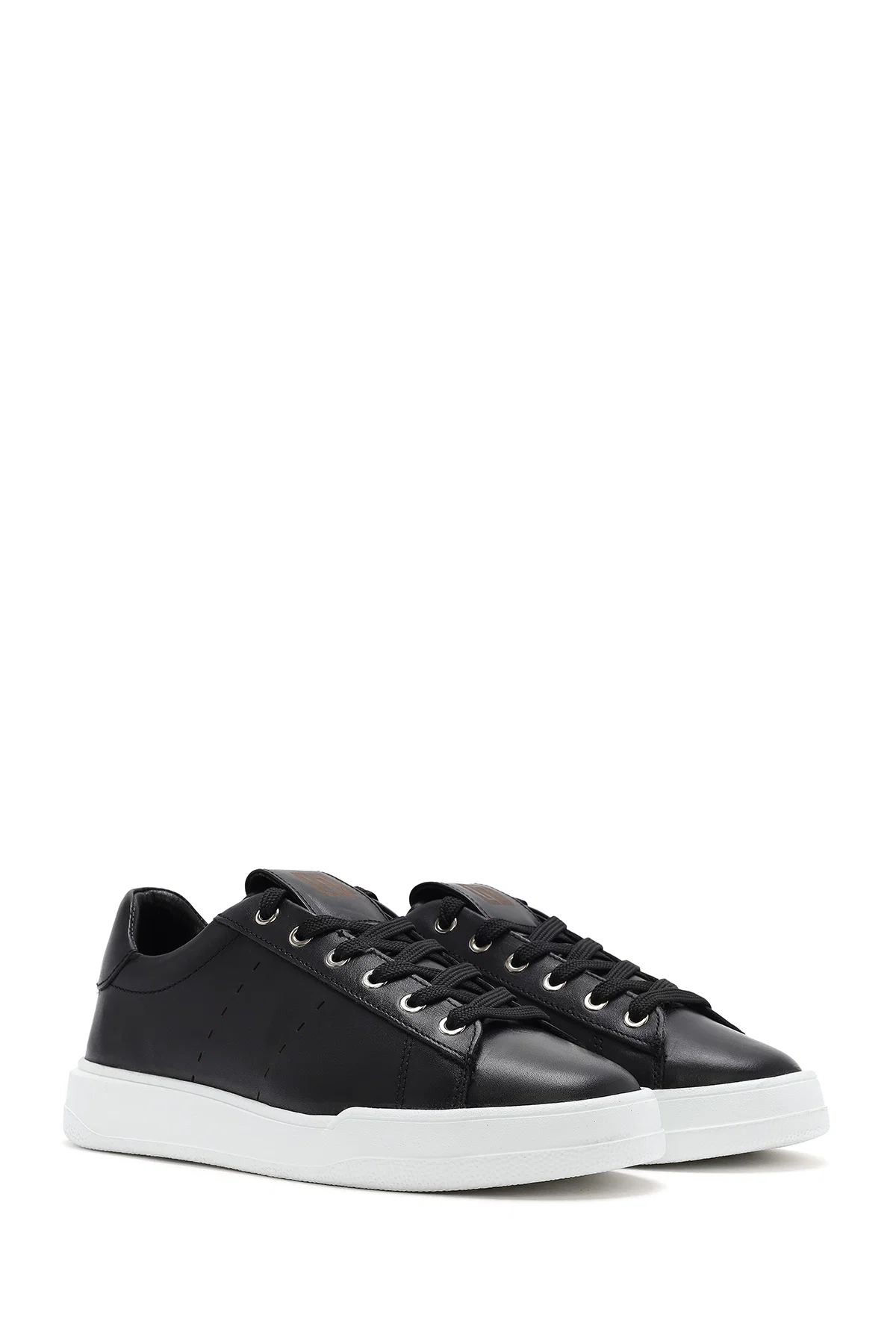 Erkek Siyah Bağcıklı Deri Sneaker - Image 3