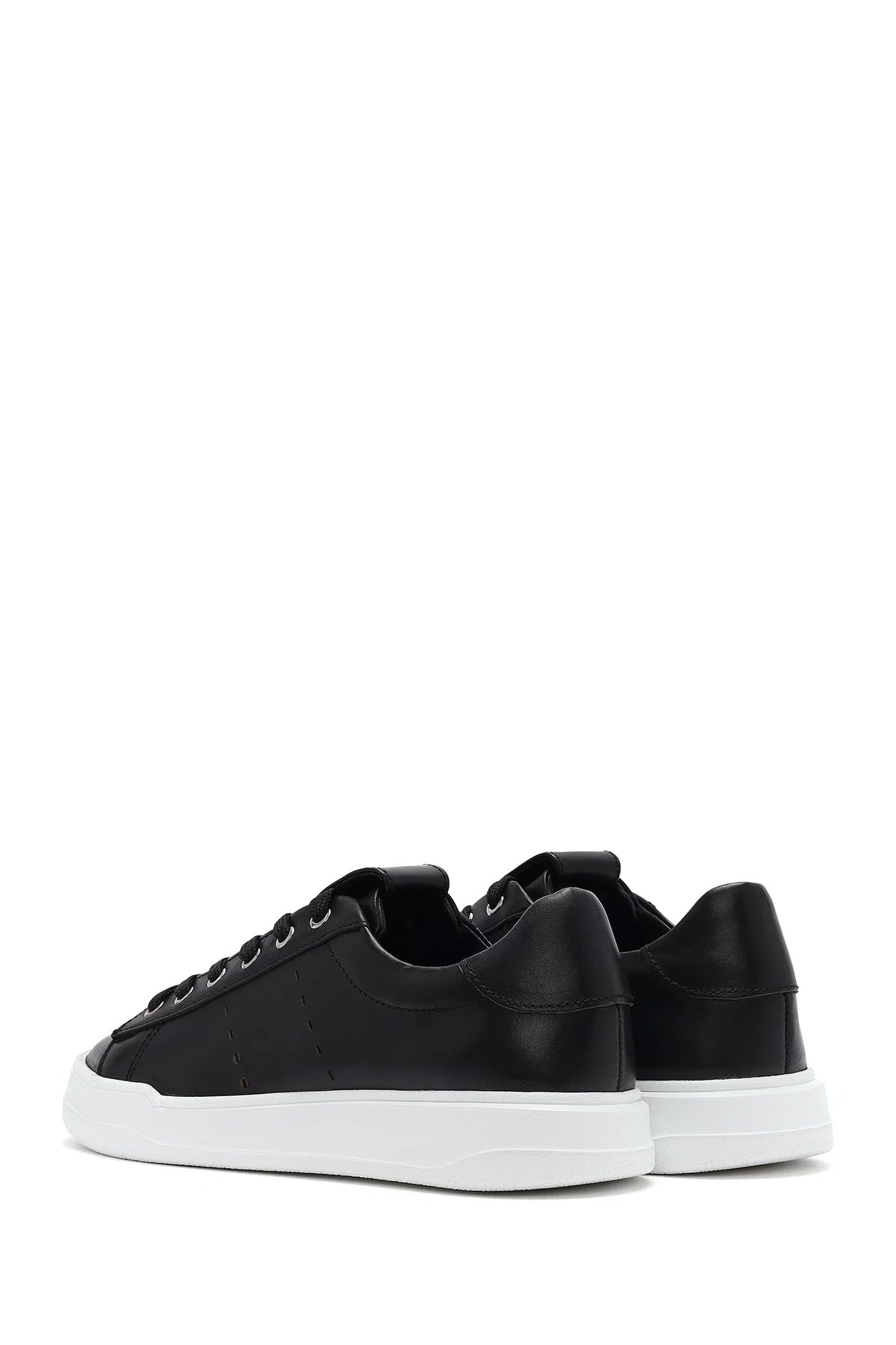 Erkek Siyah Bağcıklı Deri Sneaker - Image 5